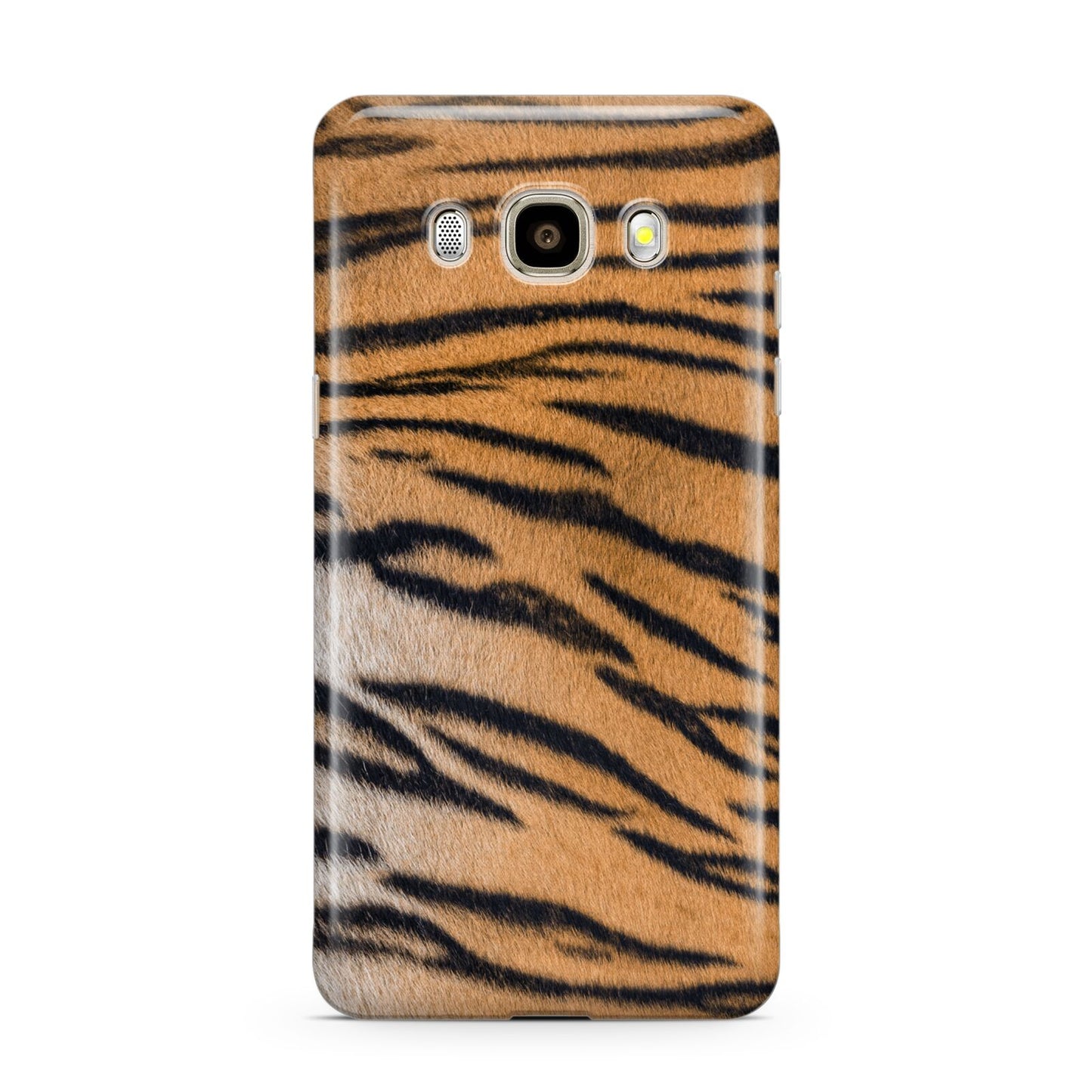 Tiger Print Samsung Galaxy J7 2016 Case on gold phone