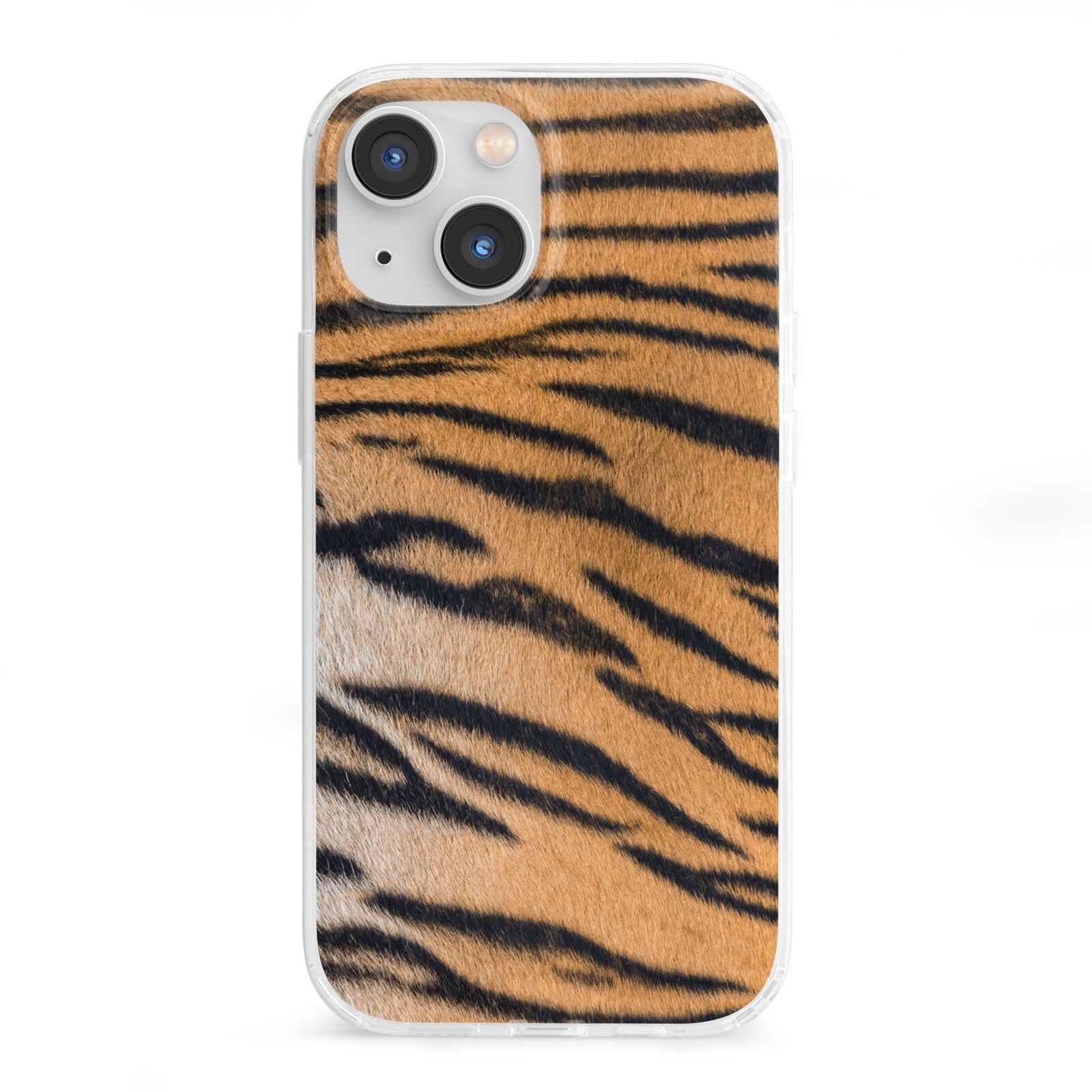 Tiger Print iPhone 13 Mini Clear Bumper Case