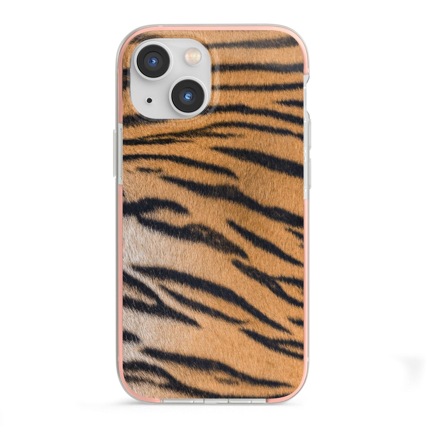 Tiger Print iPhone 13 Mini TPU Impact Case with Pink Edges