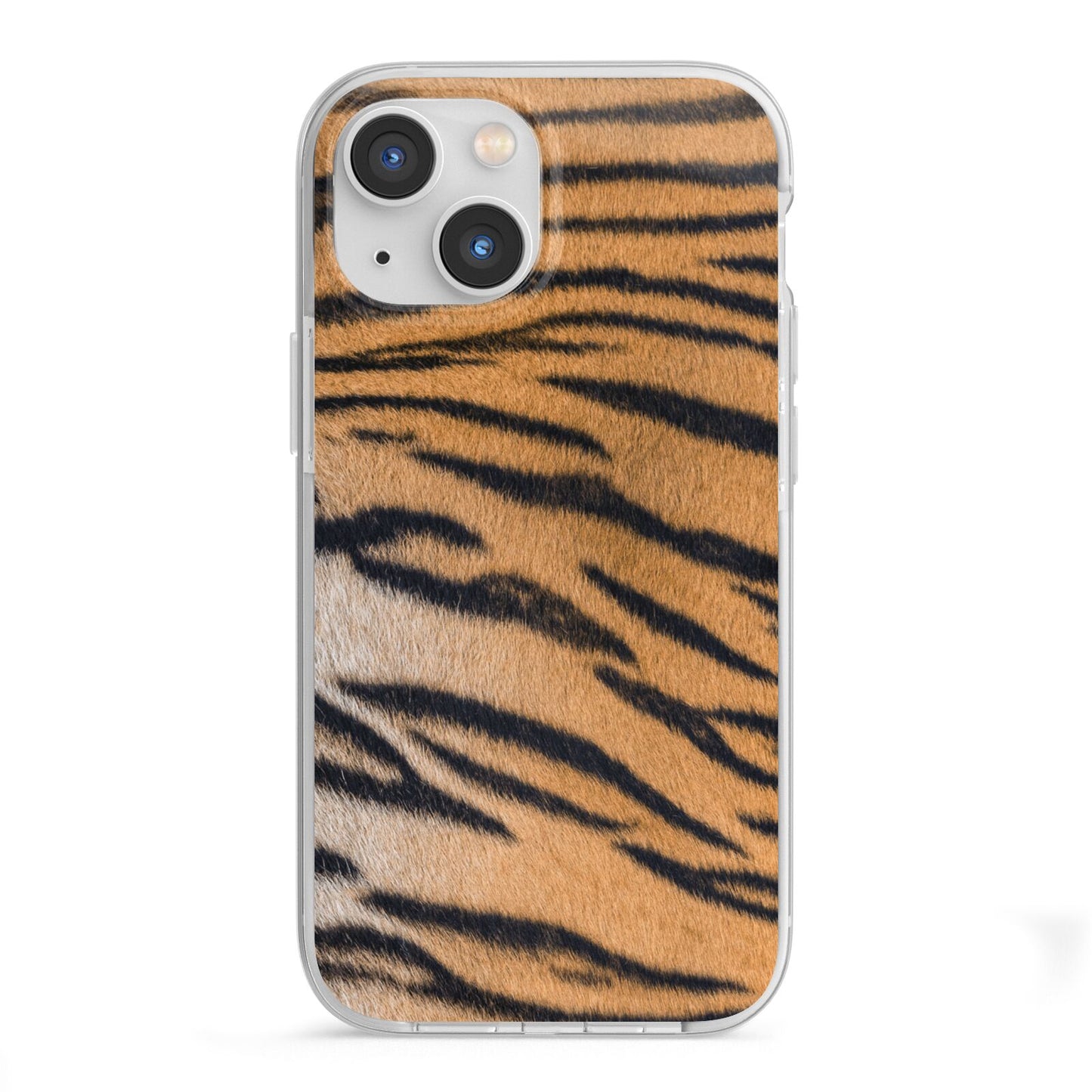 Tiger Print iPhone 13 Mini TPU Impact Case with White Edges