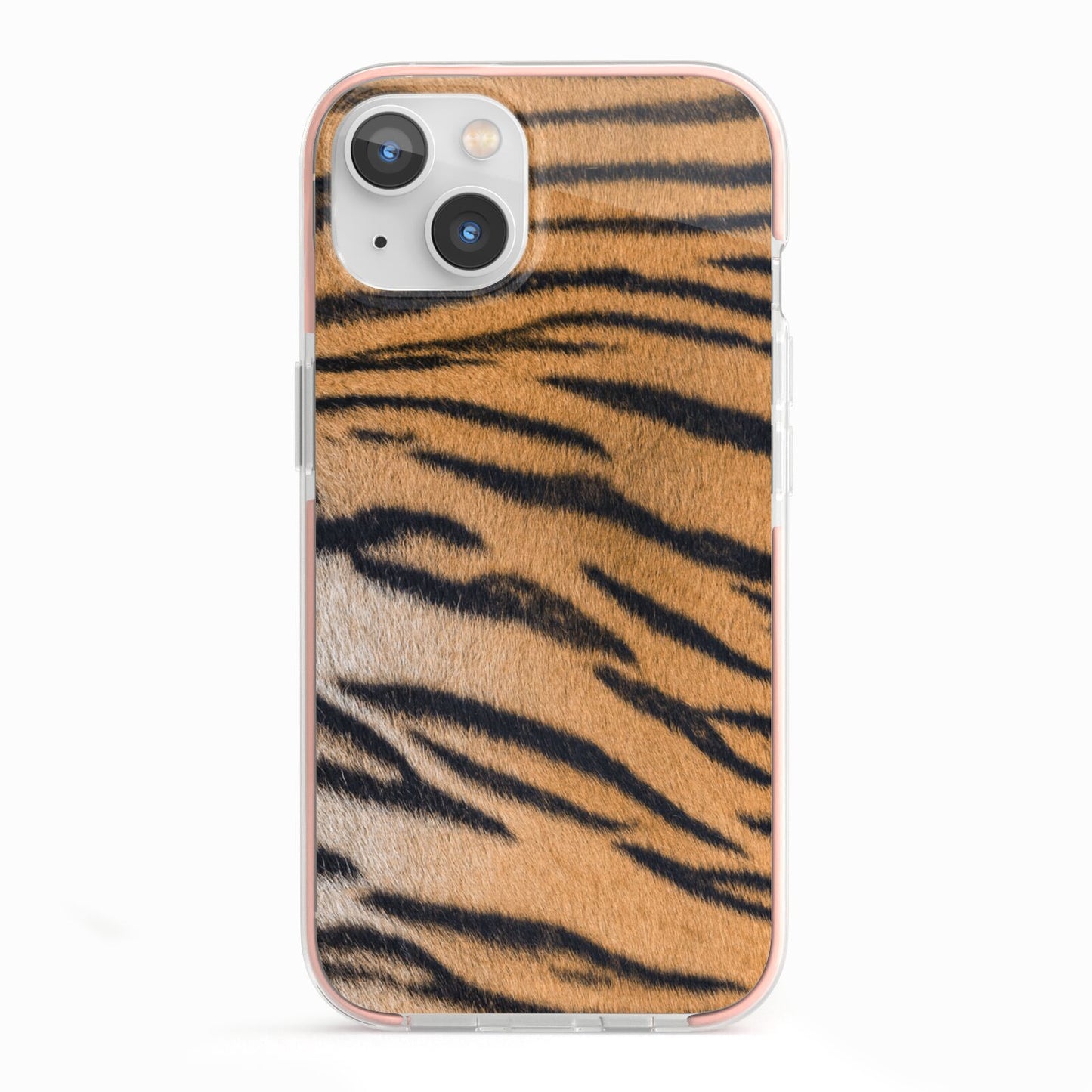 Tiger Print iPhone 13 TPU Impact Case with Pink Edges