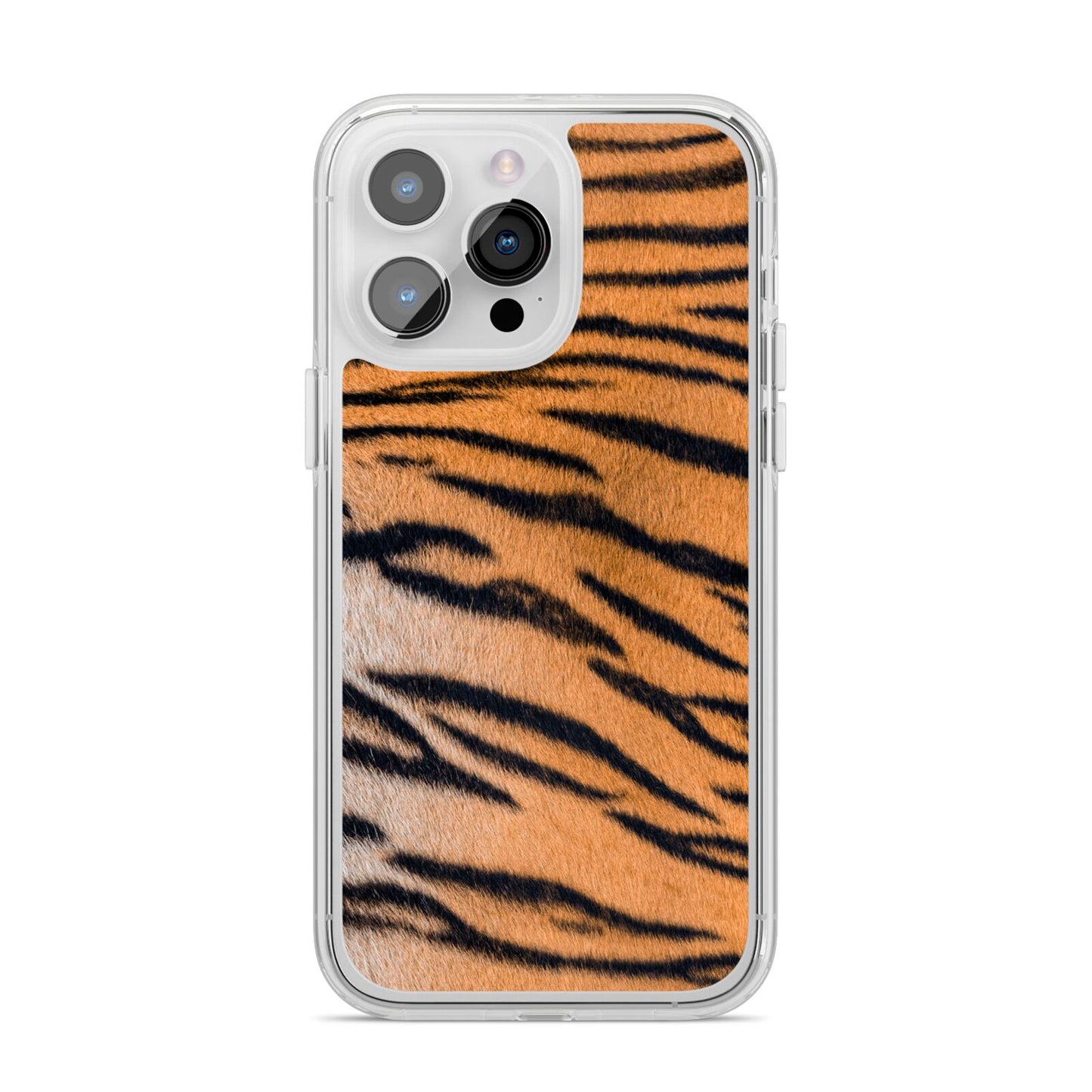 Tiger Print iPhone 14 Pro Max Clear Tough Case Silver