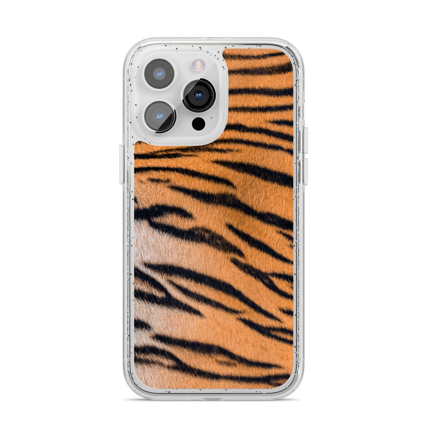 Tiger Print iPhone 14 Pro Max Glitter Tough Case Silver