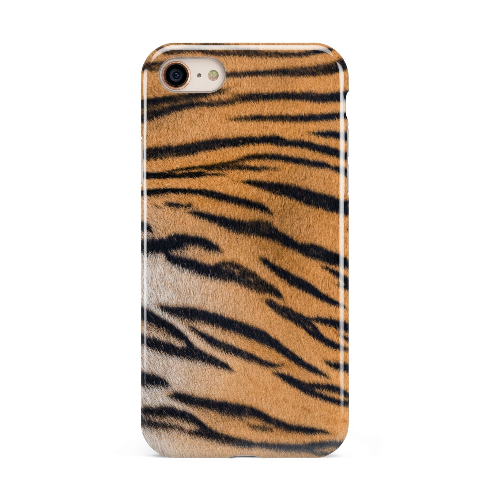 Tiger Print iPhone 8 3D Tough Case on Gold Phone