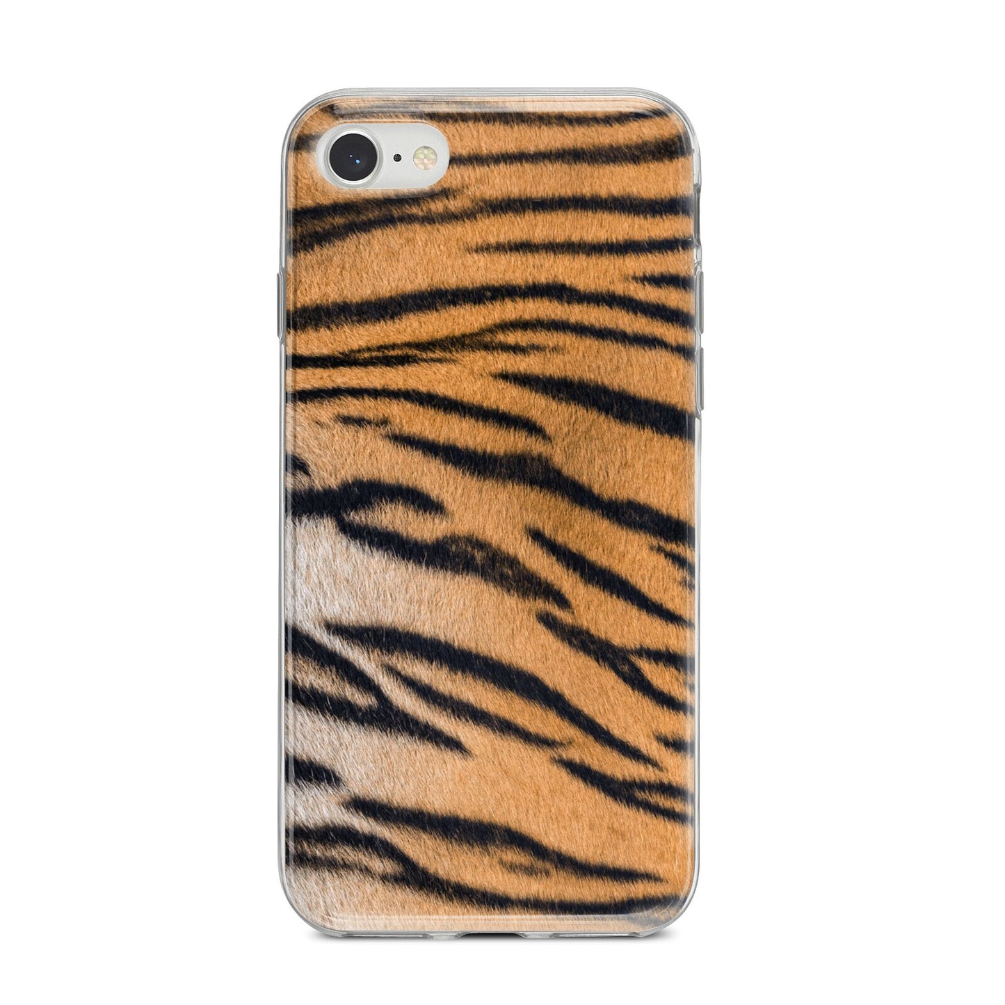 Tiger Print iPhone 8 Bumper Case on Silver iPhone