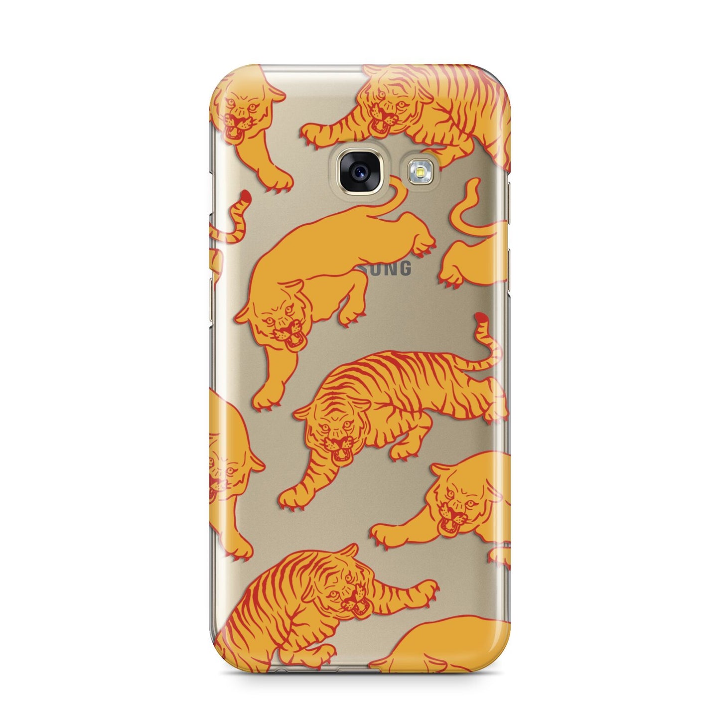 Tiger Samsung Galaxy A3 2017 Case on gold phone