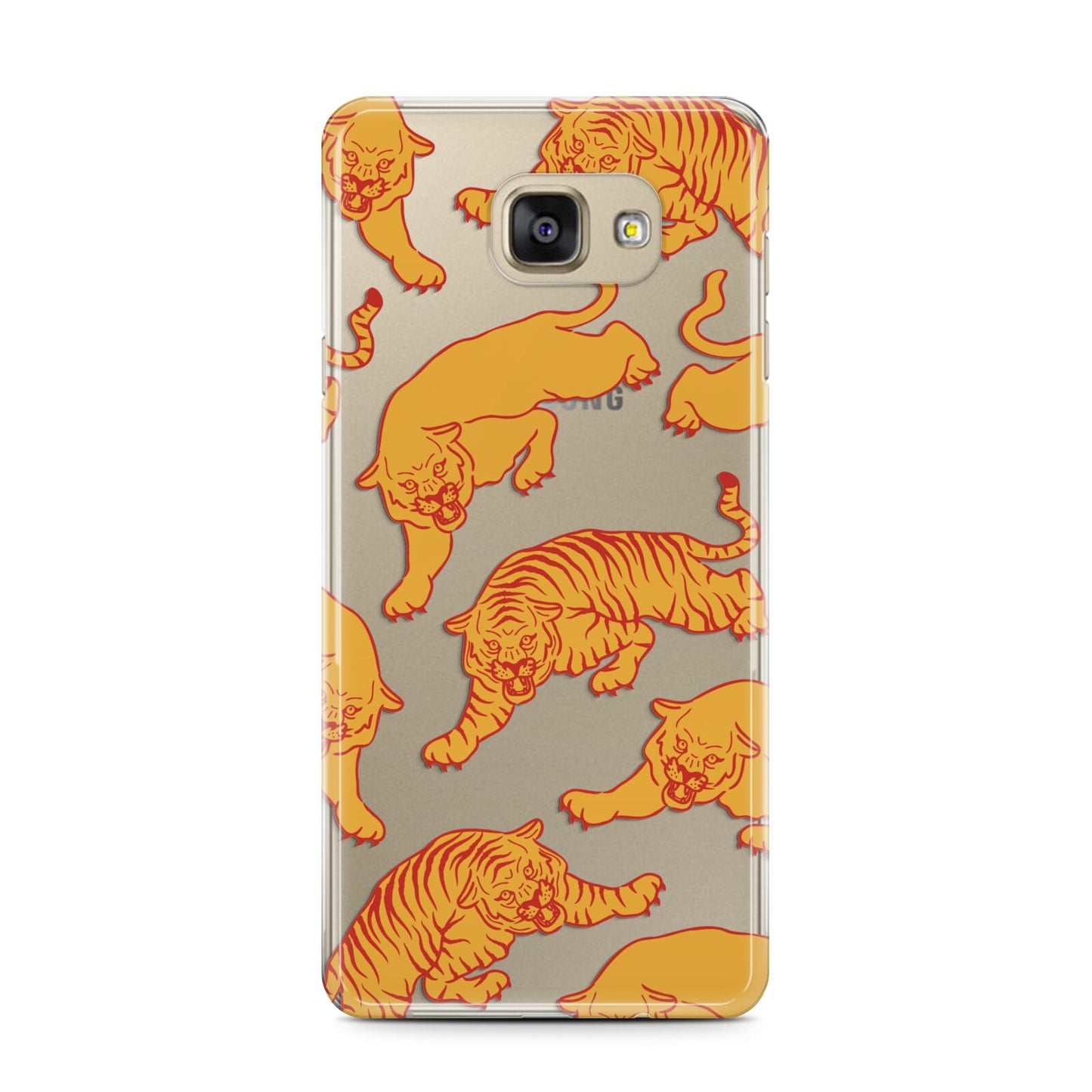 Tiger Samsung Galaxy A7 2016 Case on gold phone