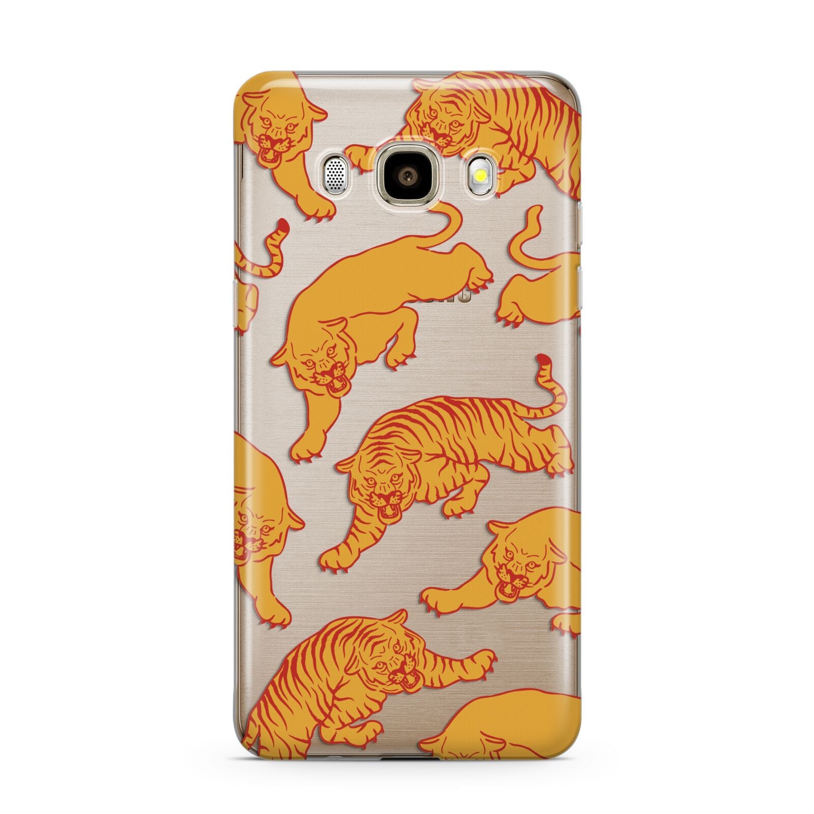 Tiger Samsung Galaxy J7 2016 Case on gold phone