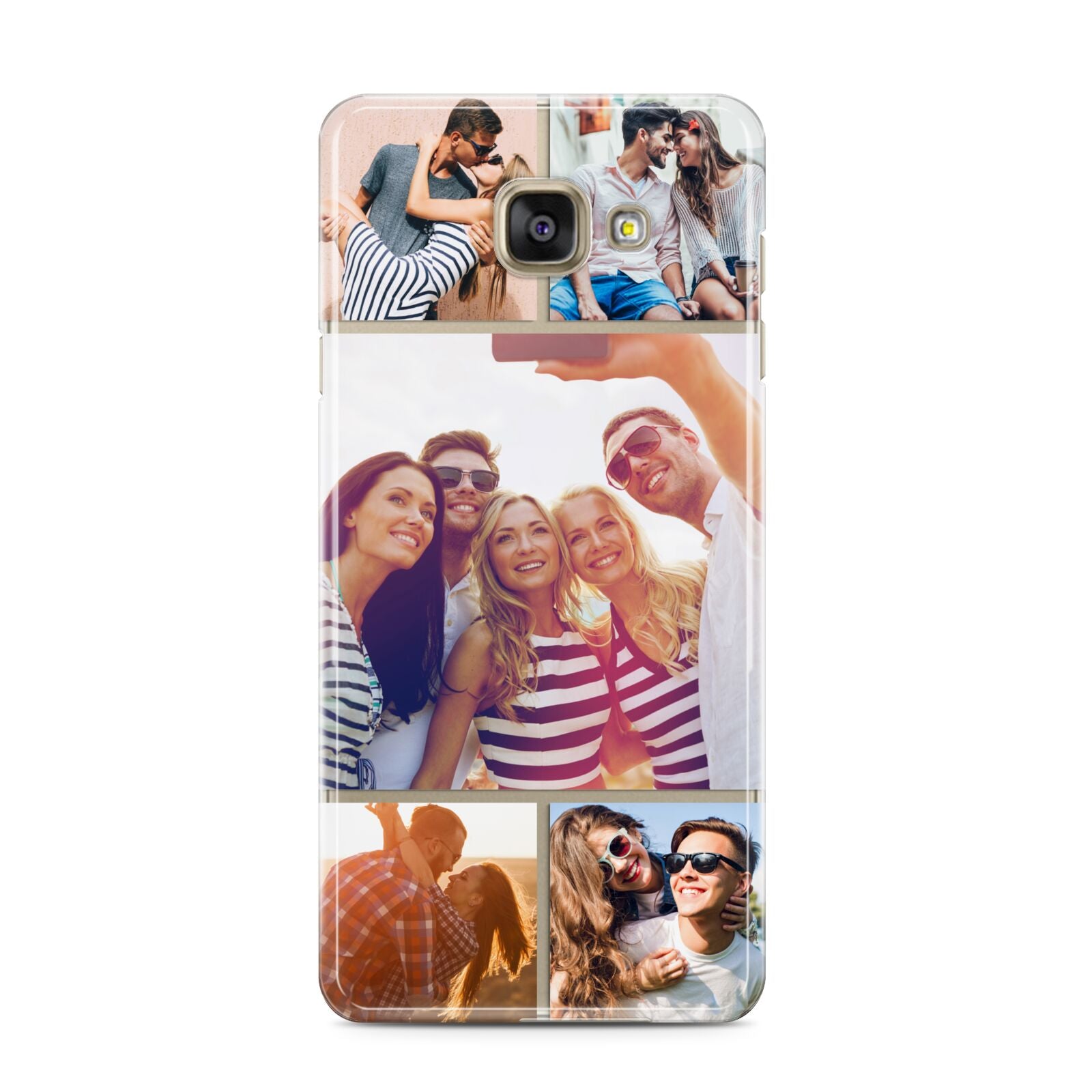 Tile Photo Collage Upload Samsung Galaxy A3 2016 Case on gold phone