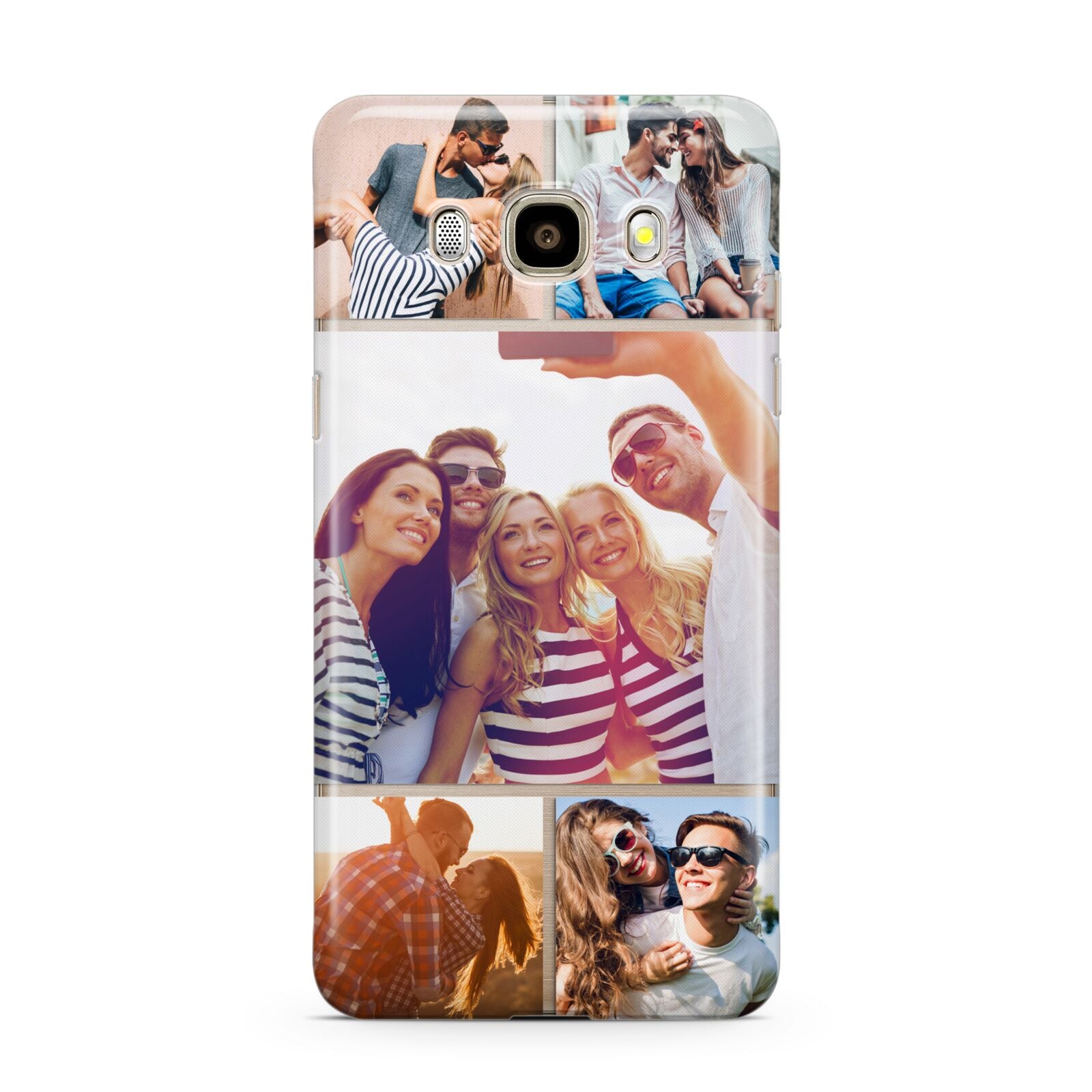 Tile Photo Collage Upload Samsung Galaxy J7 2016 Case on gold phone