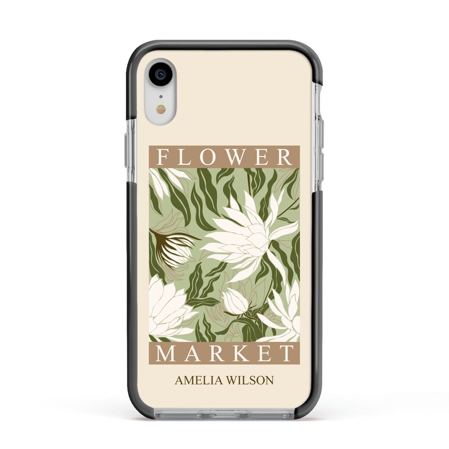 Tokyo Flower Market Apple iPhone XR Impact Case Black Edge on Silver Phone