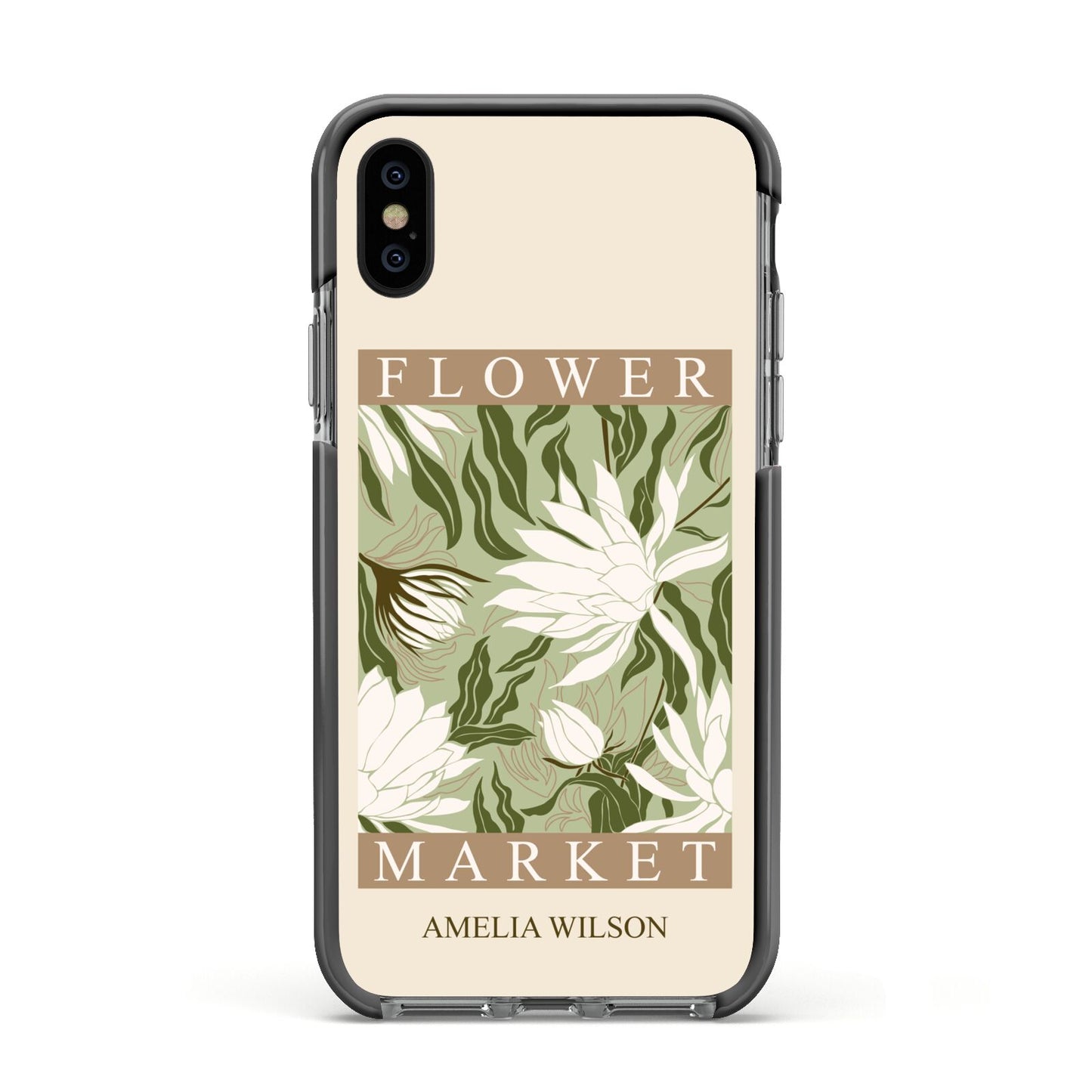 Tokyo Flower Market Apple iPhone Xs Impact Case Black Edge on Black Phone