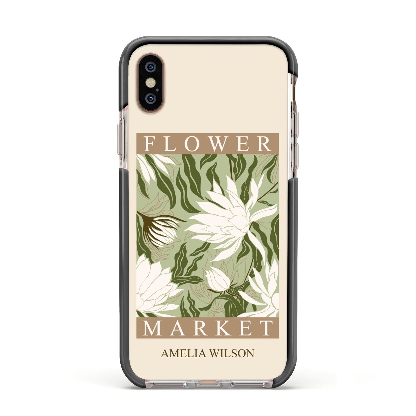 Tokyo Flower Market Apple iPhone Xs Impact Case Black Edge on Gold Phone