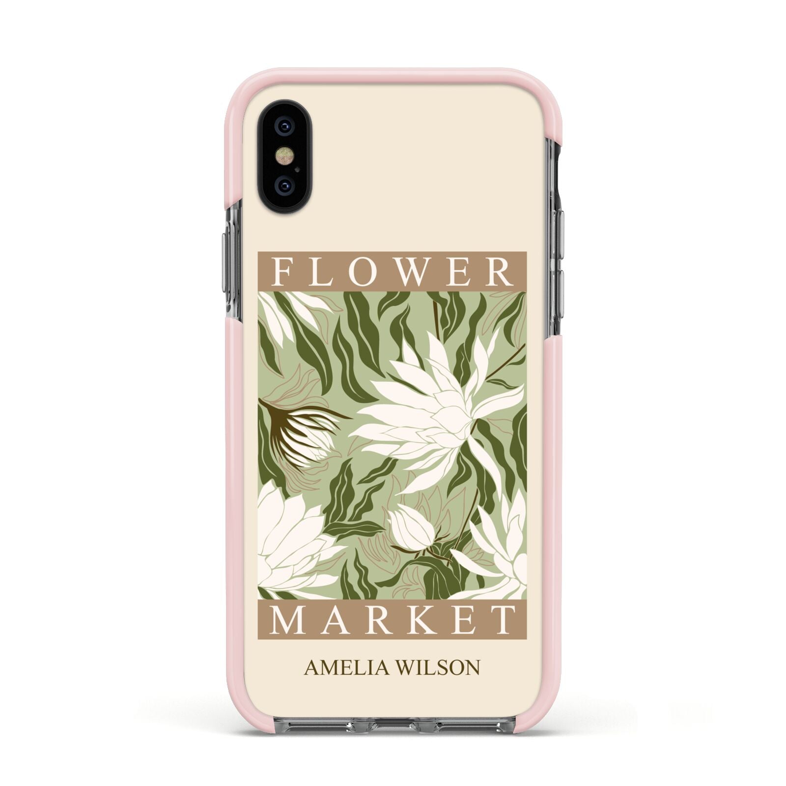 Tokyo Flower Market Apple iPhone Xs Impact Case Pink Edge on Black Phone