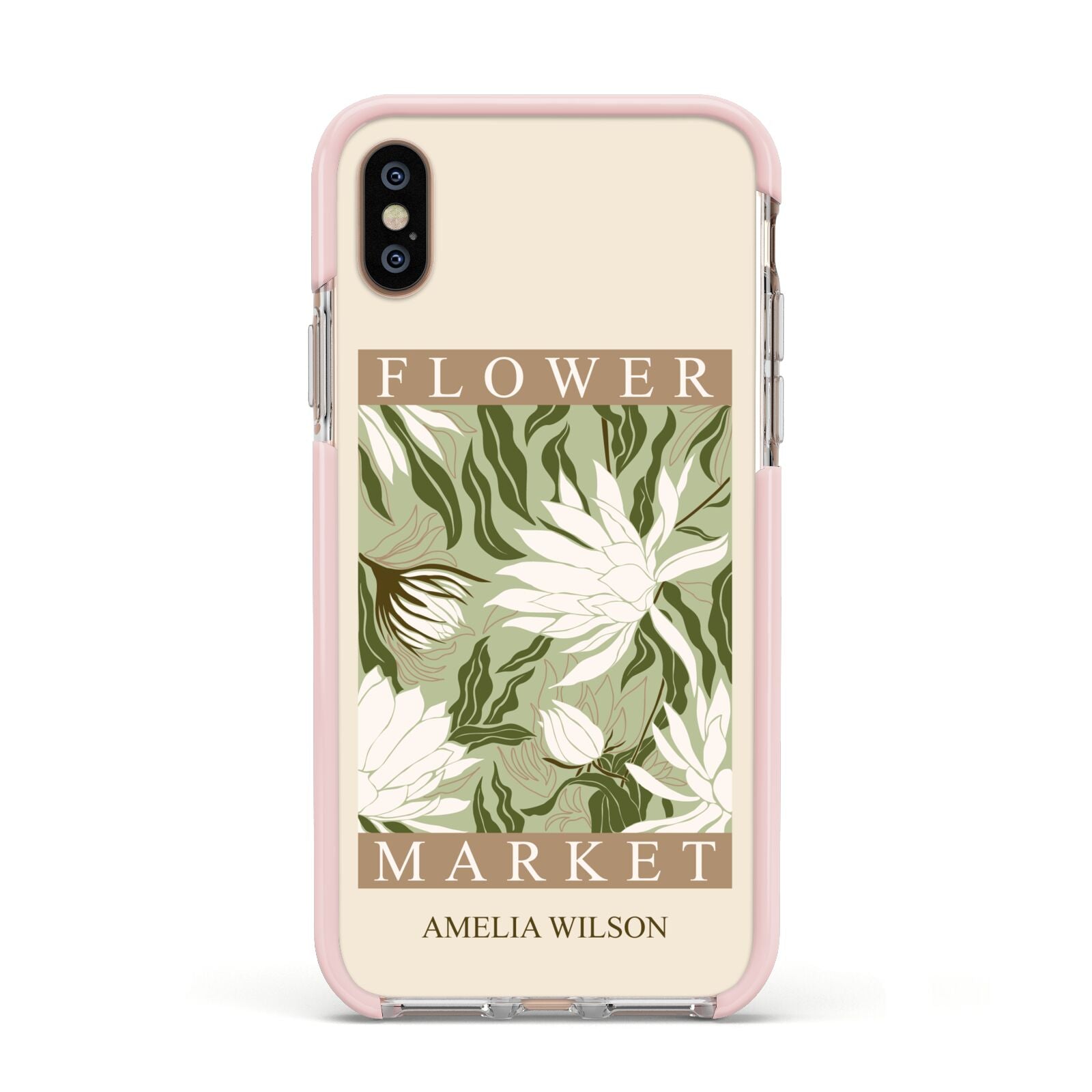 Tokyo Flower Market Apple iPhone Xs Impact Case Pink Edge on Gold Phone