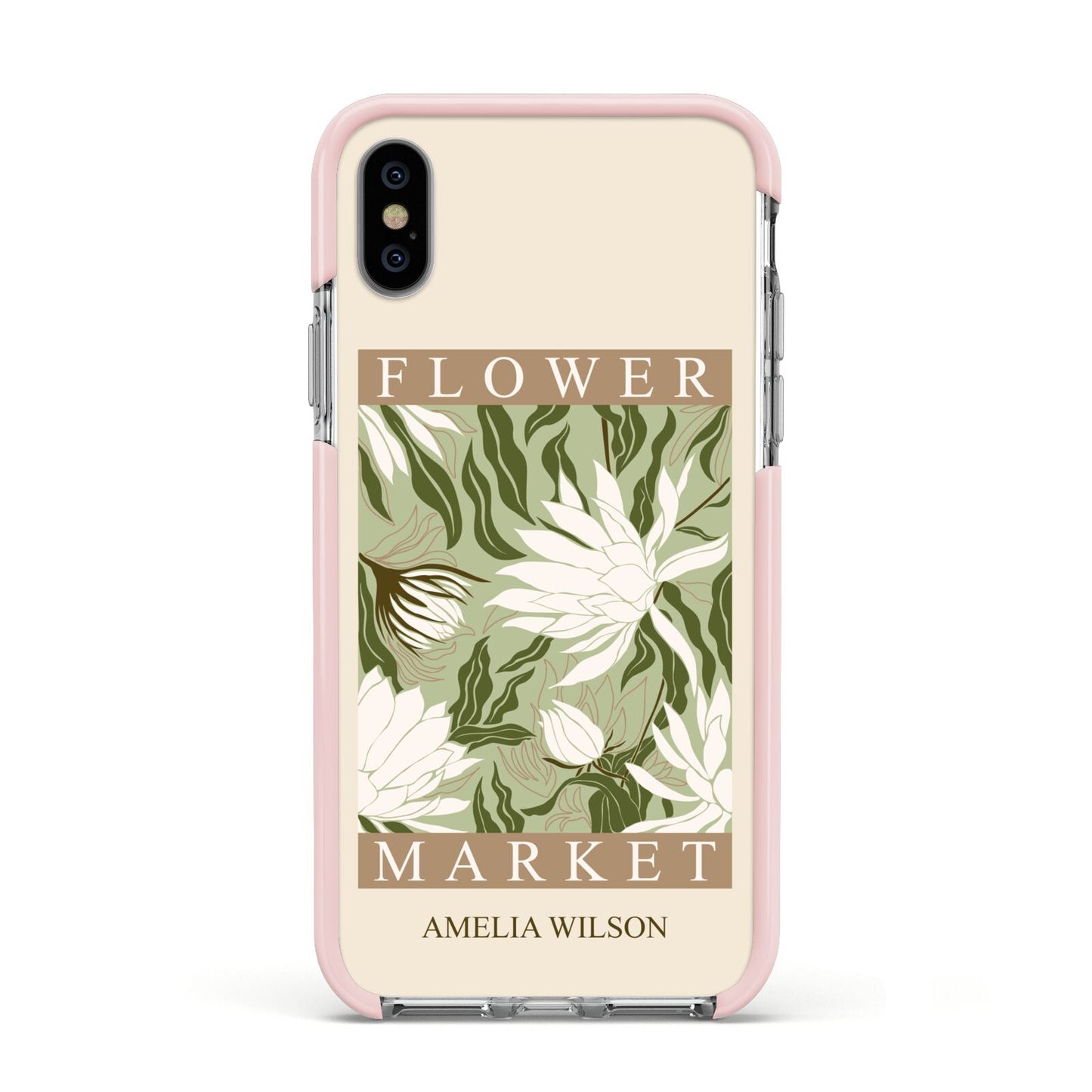 Tokyo Flower Market Apple iPhone Xs Impact Case Pink Edge on Silver Phone