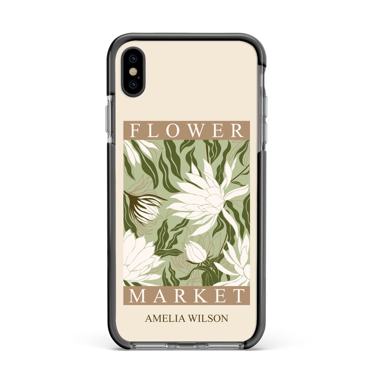 Tokyo Flower Market Apple iPhone Xs Max Impact Case Black Edge on Black Phone