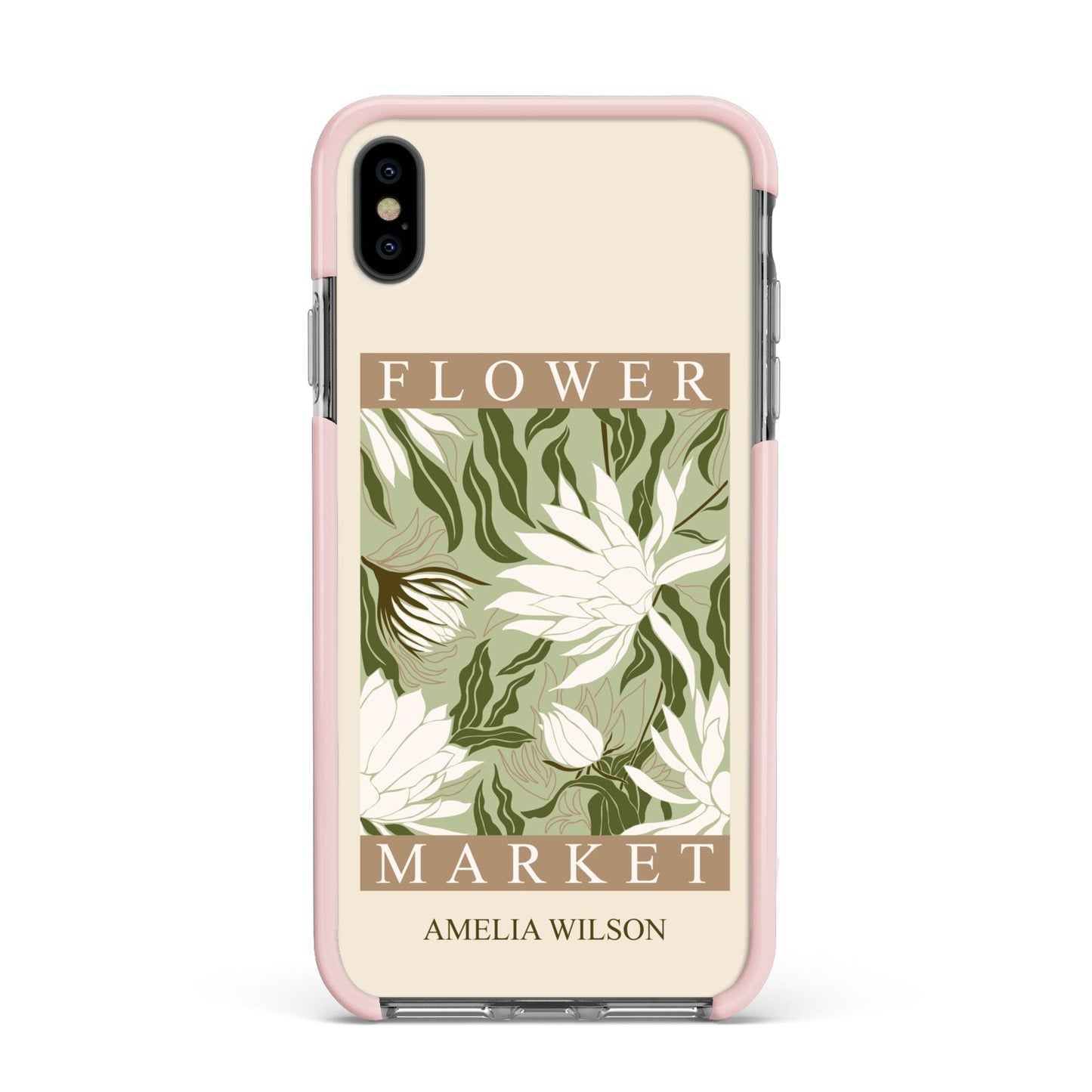 Tokyo Flower Market Apple iPhone Xs Max Impact Case Pink Edge on Black Phone