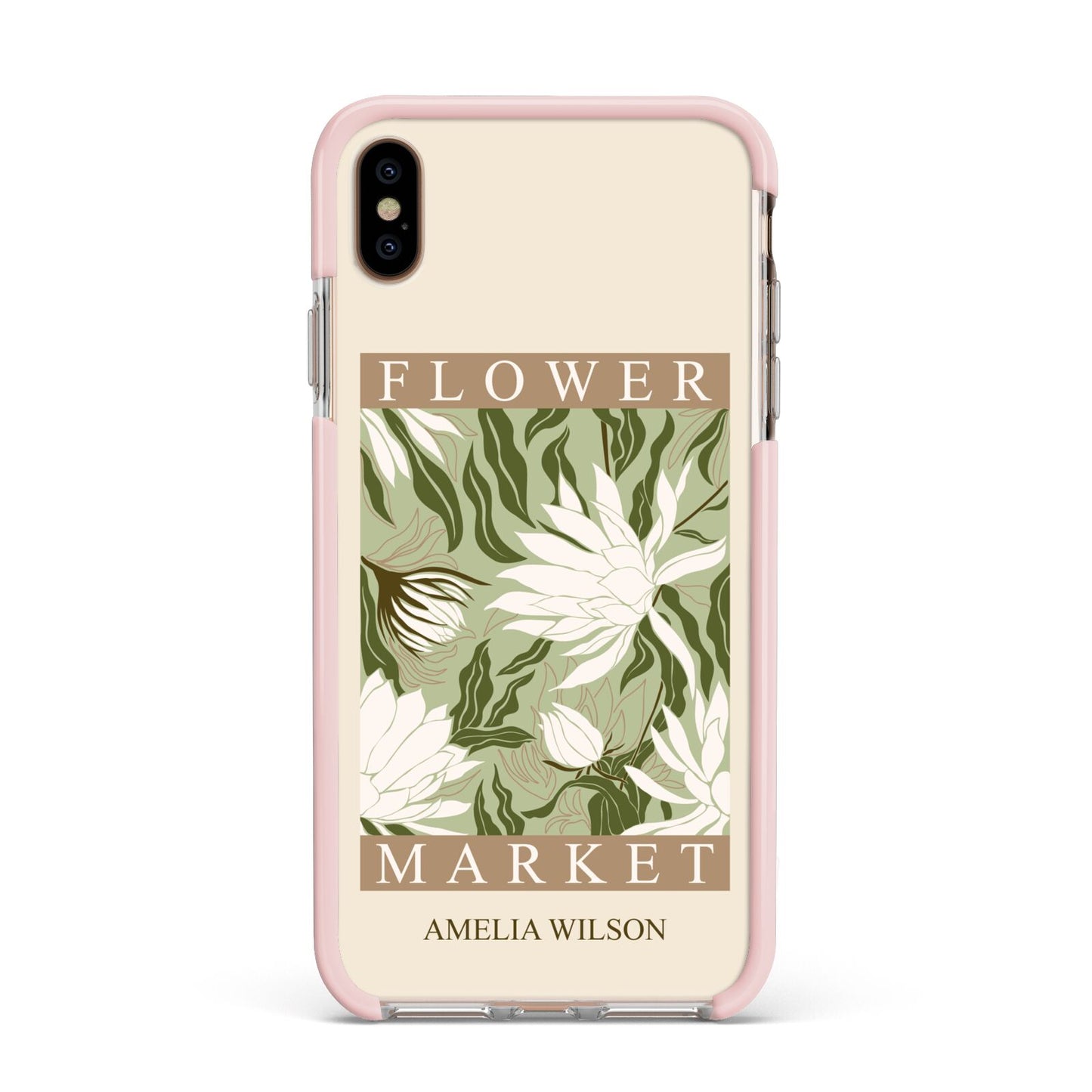 Tokyo Flower Market Apple iPhone Xs Max Impact Case Pink Edge on Gold Phone