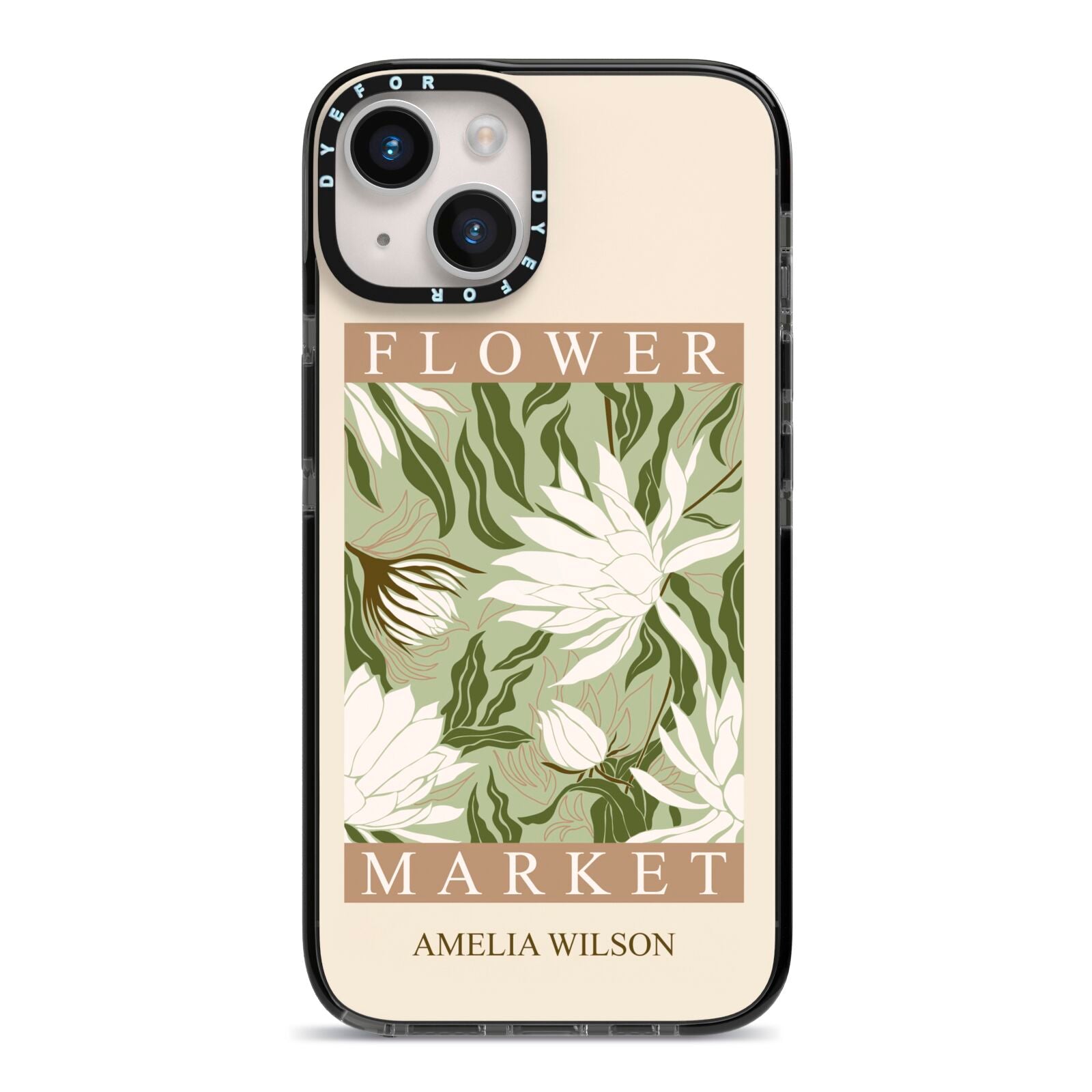 Tokyo Flower Market iPhone 14 Black Impact Case on Silver phone
