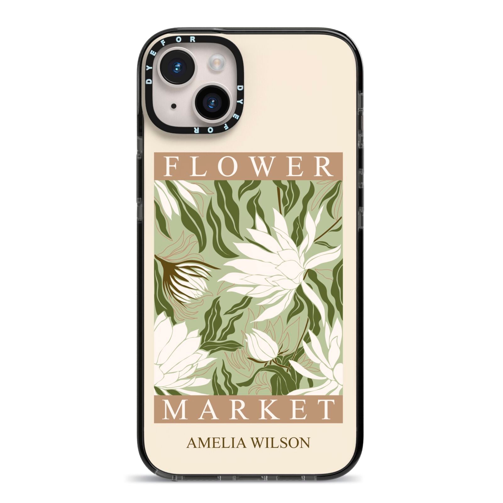 Tokyo Flower Market iPhone 14 Plus Black Impact Case on Silver phone
