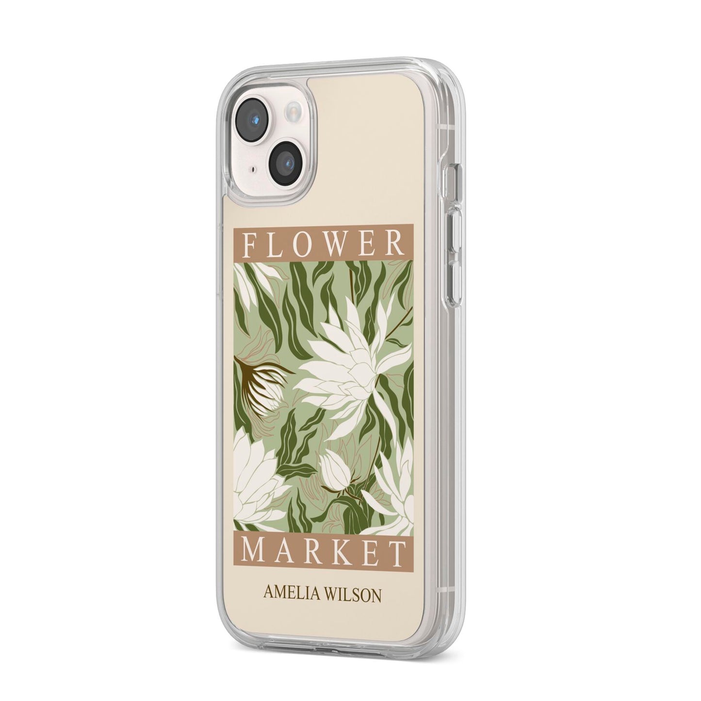 Tokyo Flower Market iPhone 14 Plus Clear Tough Case Starlight Angled Image