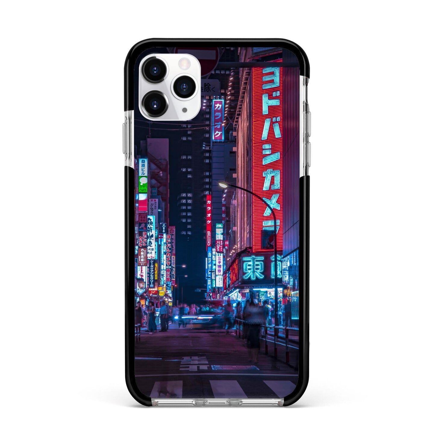 Tokyo Neon City Apple iPhone 11 Pro Max in Silver with Black Impact Case