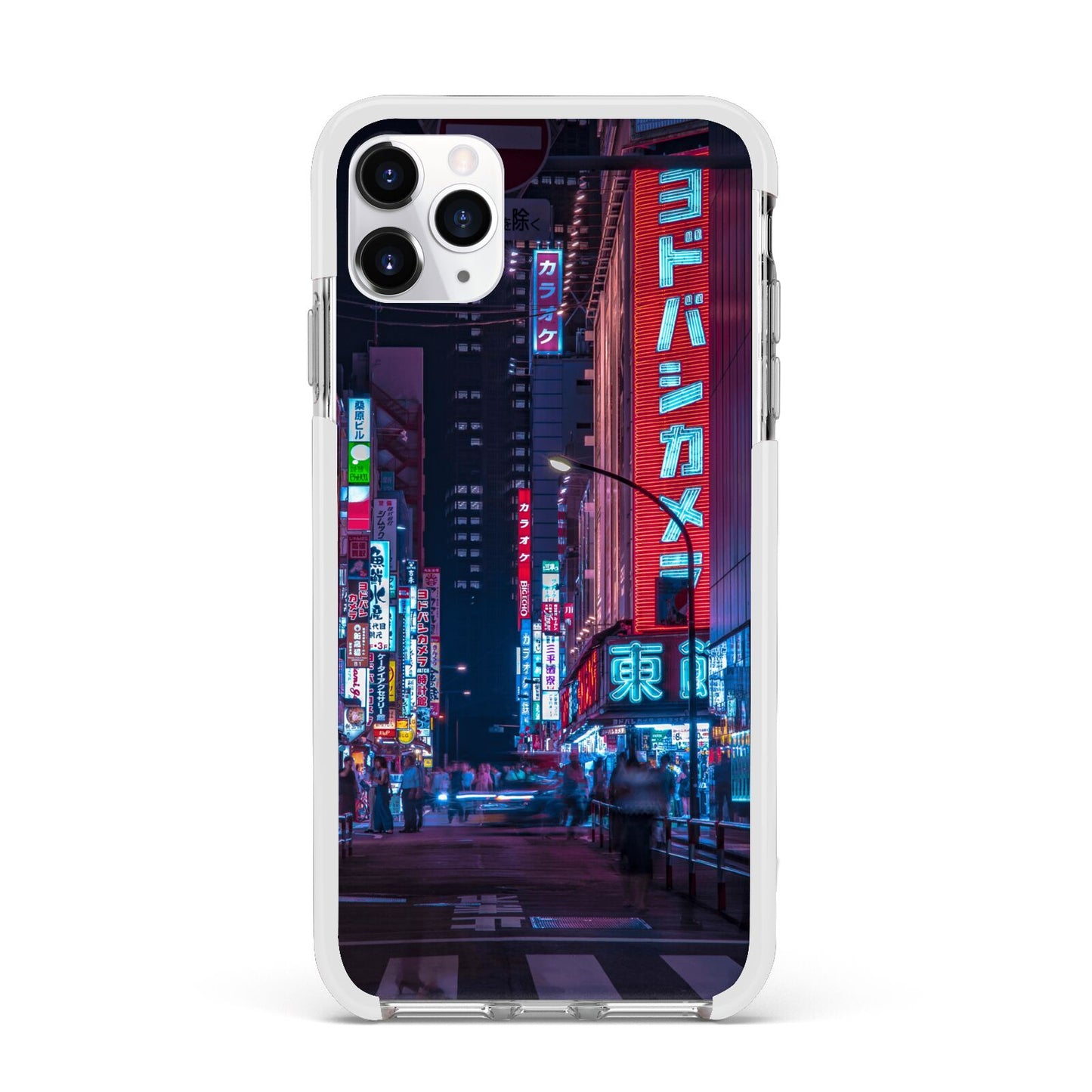 Tokyo Neon City Apple iPhone 11 Pro Max in Silver with White Impact Case