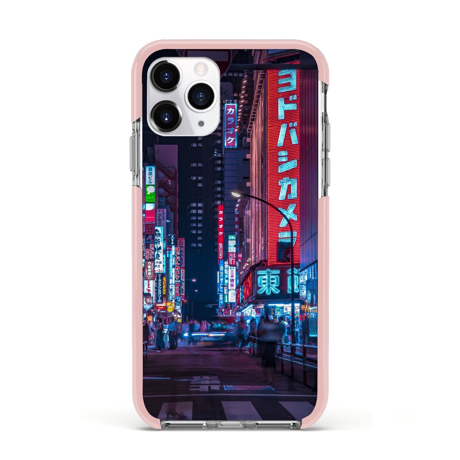 Tokyo Neon City Apple iPhone 11 Pro in Silver with Pink Impact Case