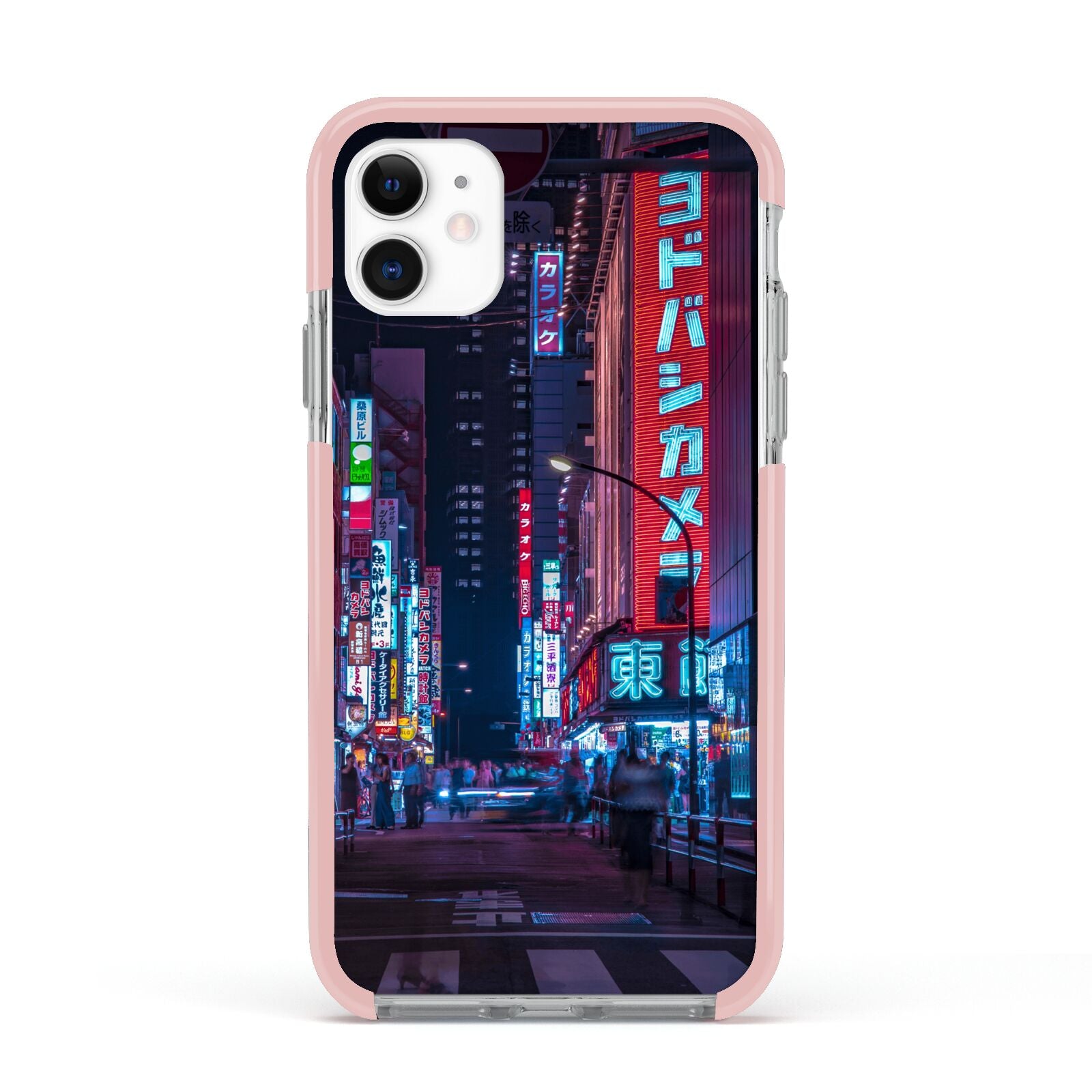 Tokyo Neon City Apple iPhone 11 in White with Pink Impact Case