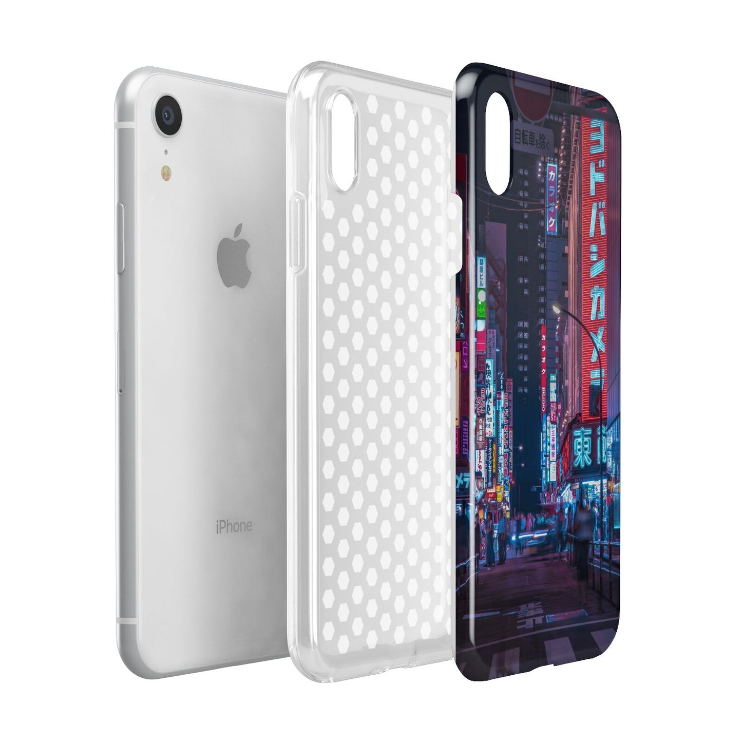 Tokyo Neon City Apple iPhone XR White 3D Tough Case Expanded view