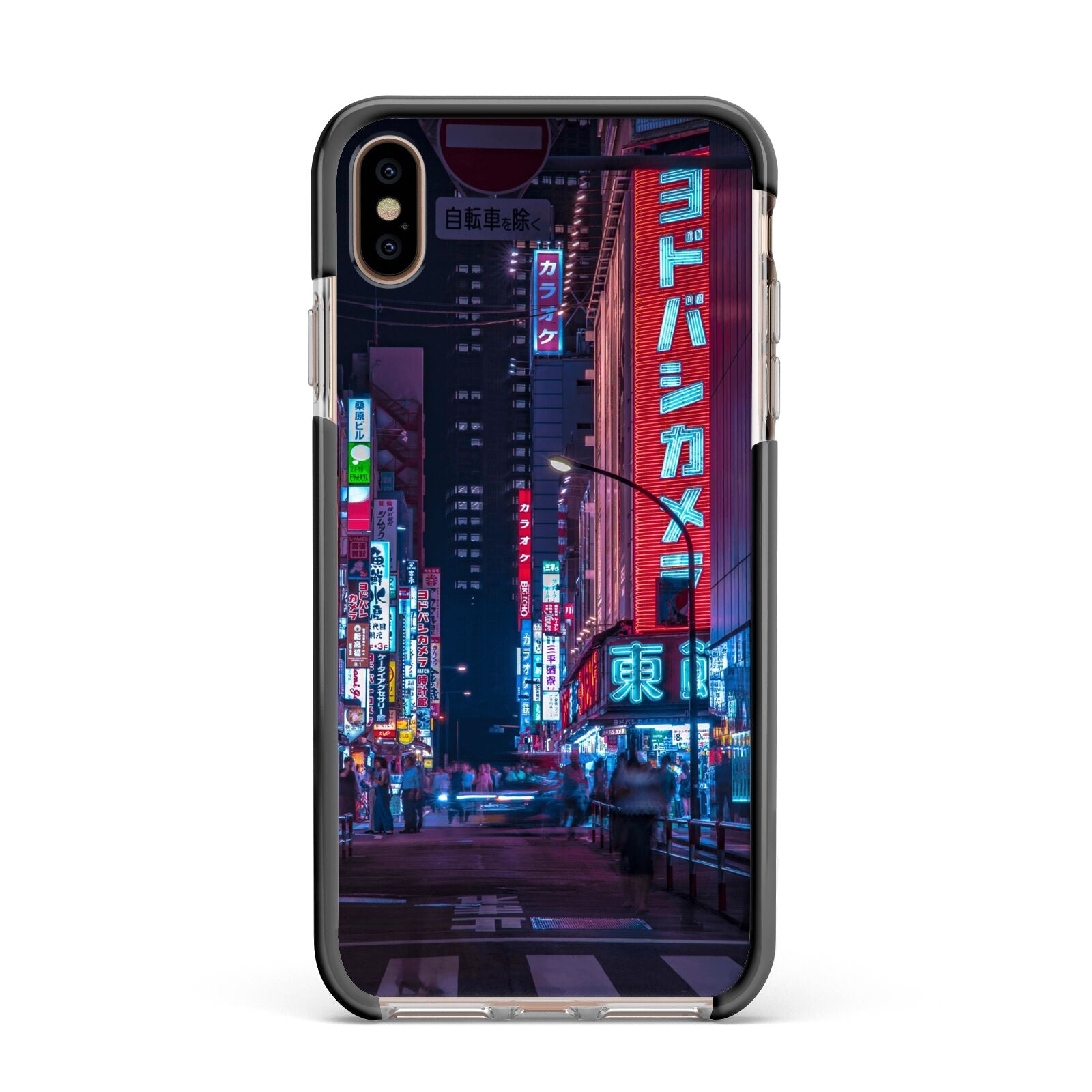 Tokyo Neon City Apple iPhone Xs Max Impact Case Black Edge on Gold Phone