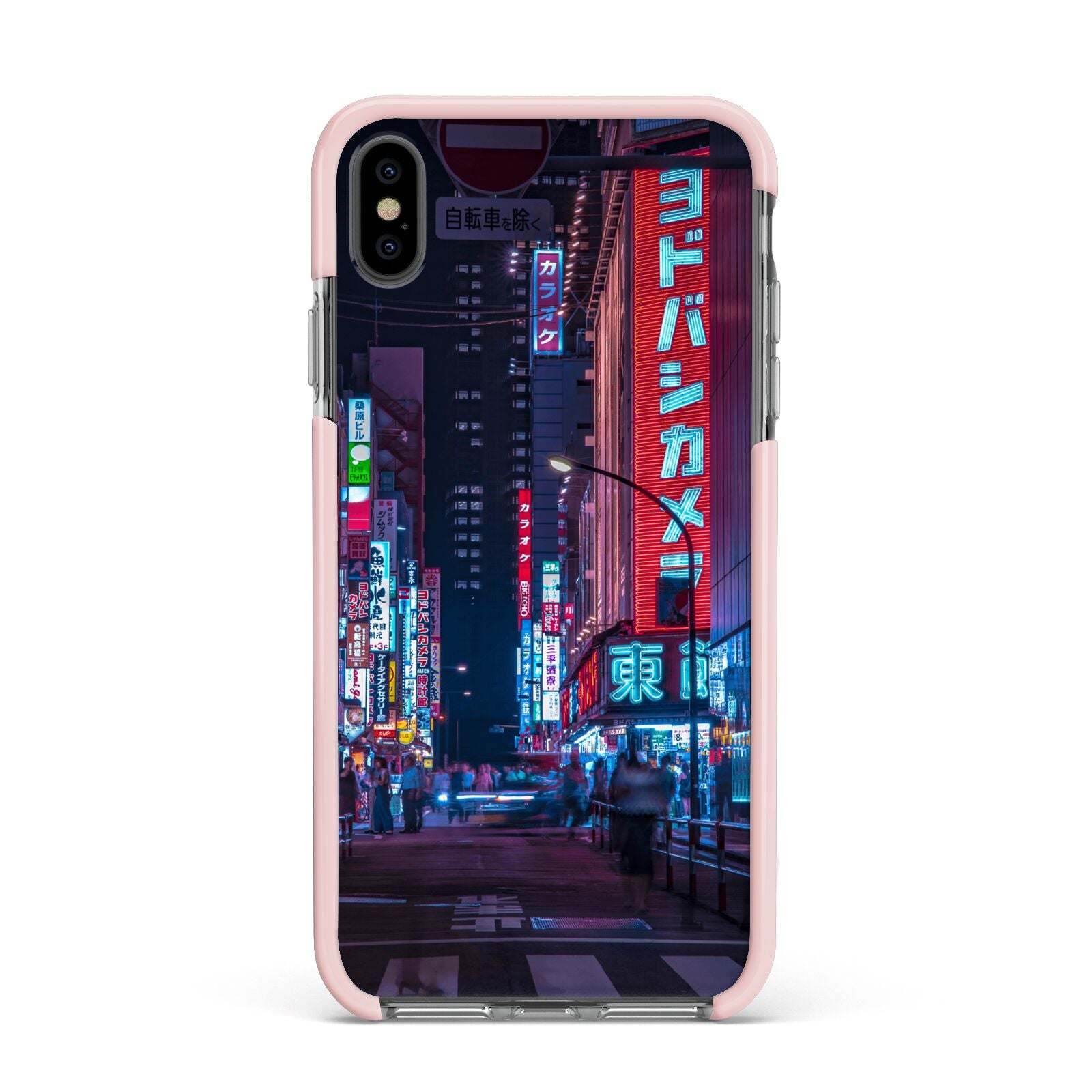 Tokyo Neon City Apple iPhone Xs Max Impact Case Pink Edge on Black Phone