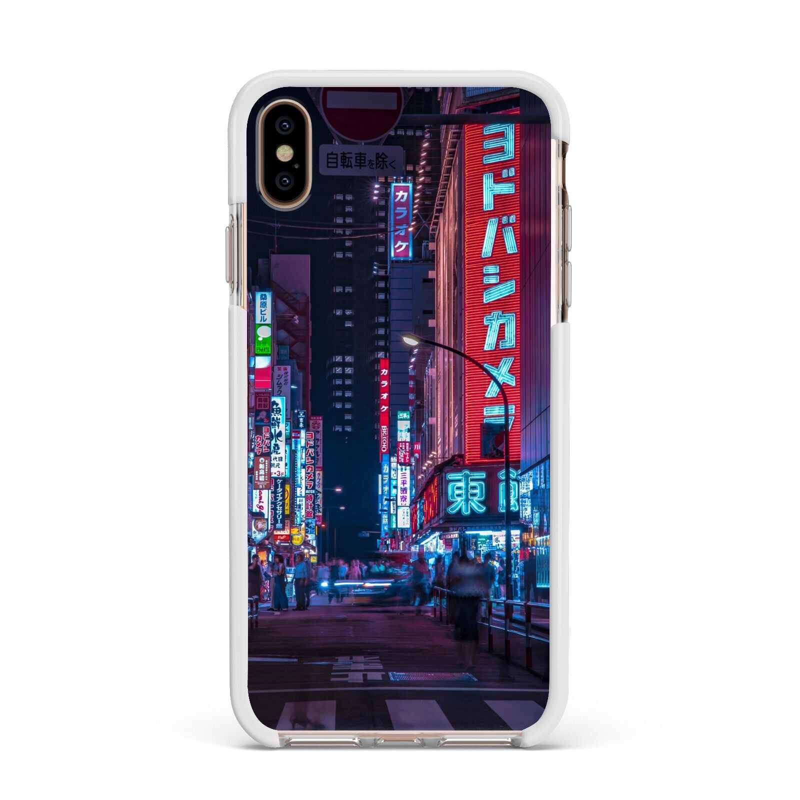 Tokyo Neon City Apple iPhone Xs Max Impact Case White Edge on Gold Phone