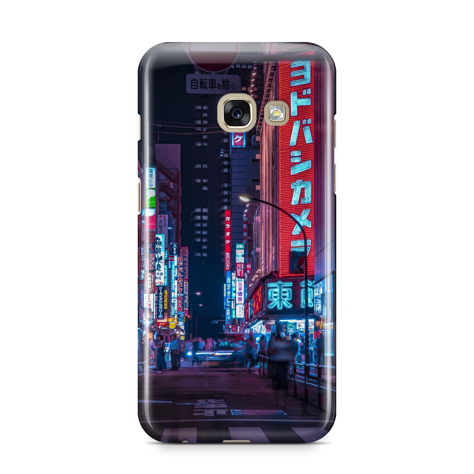 Tokyo Neon City Samsung Galaxy A3 2017 Case on gold phone