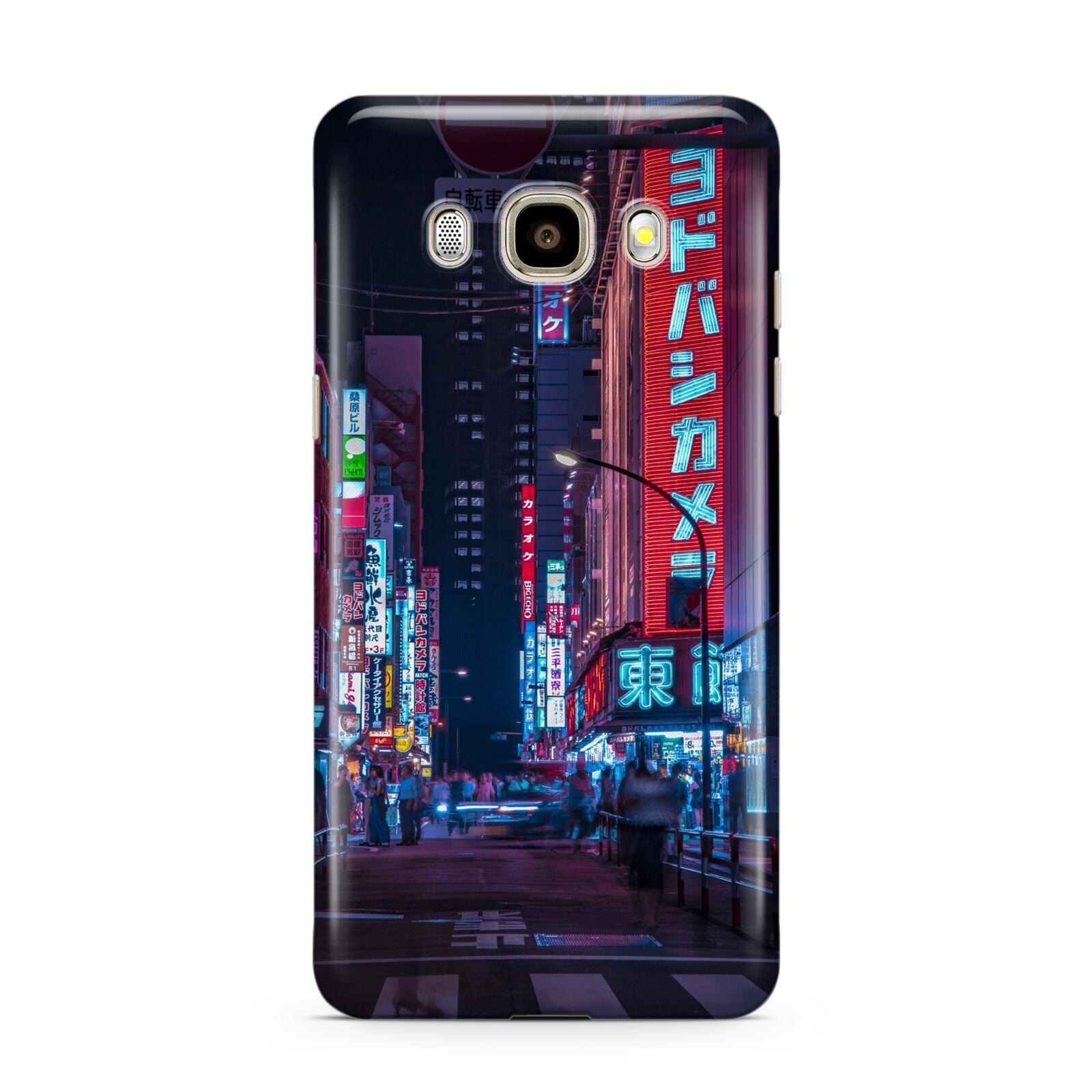 Tokyo Neon City Samsung Galaxy J7 2016 Case on gold phone