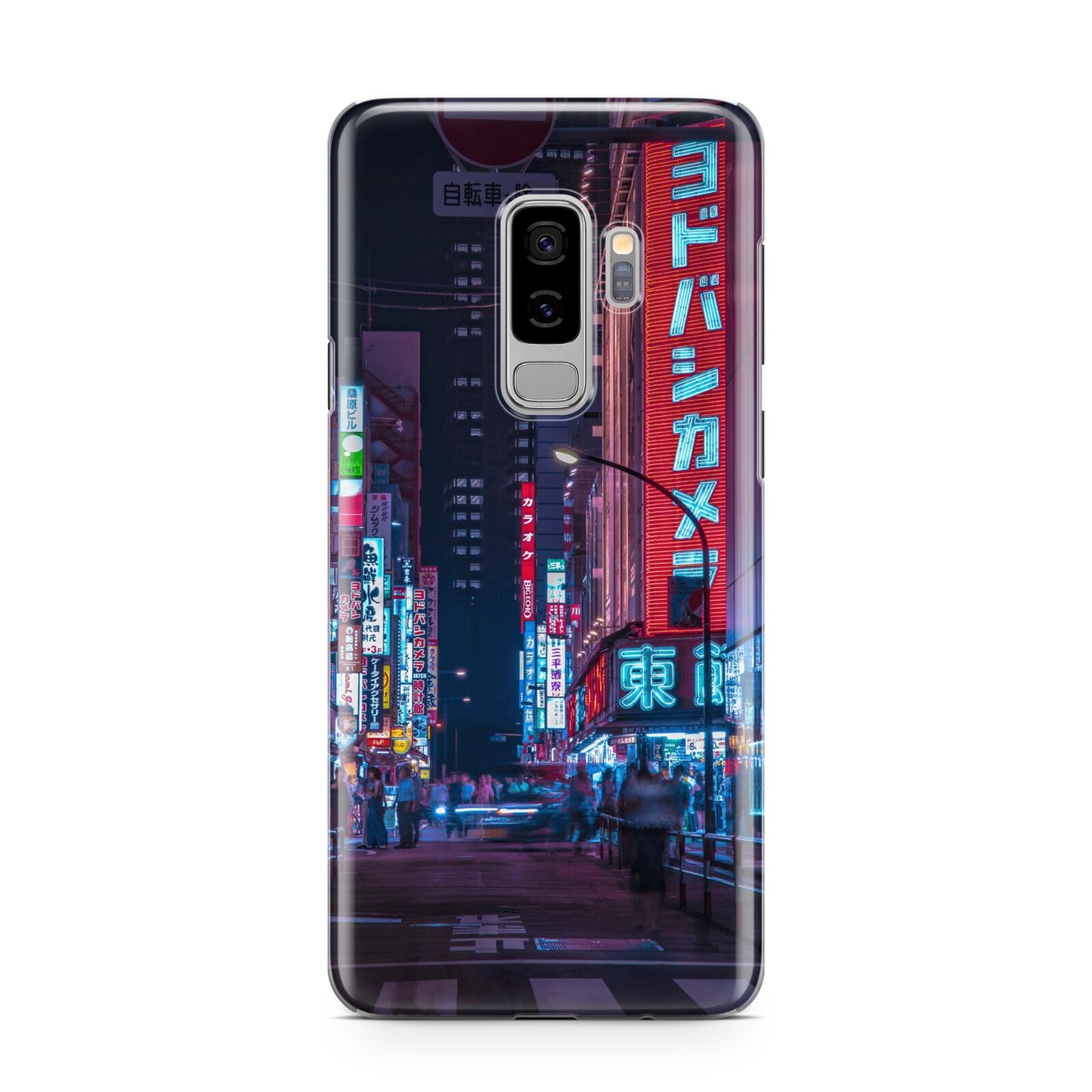 Tokyo Neon City Samsung Galaxy S9 Plus Case on Silver phone