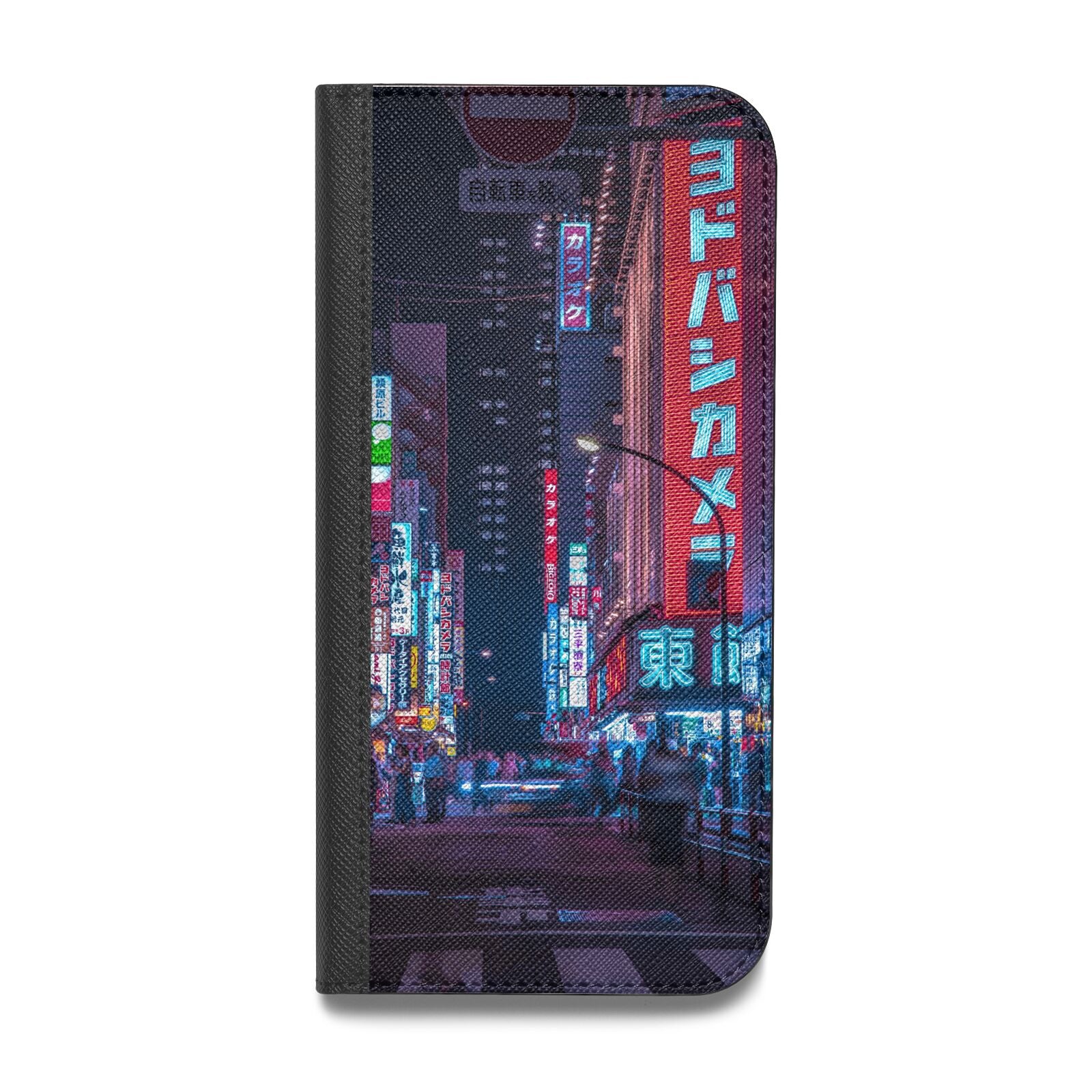 Tokyo Neon City Vegan Leather Flip iPhone Case