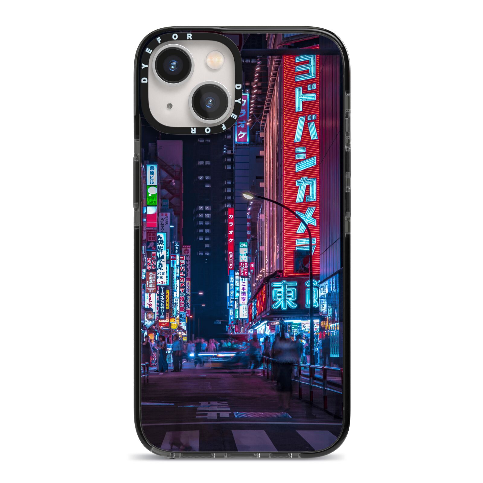 Tokyo Neon City iPhone 13 Black Impact Case on Silver phone