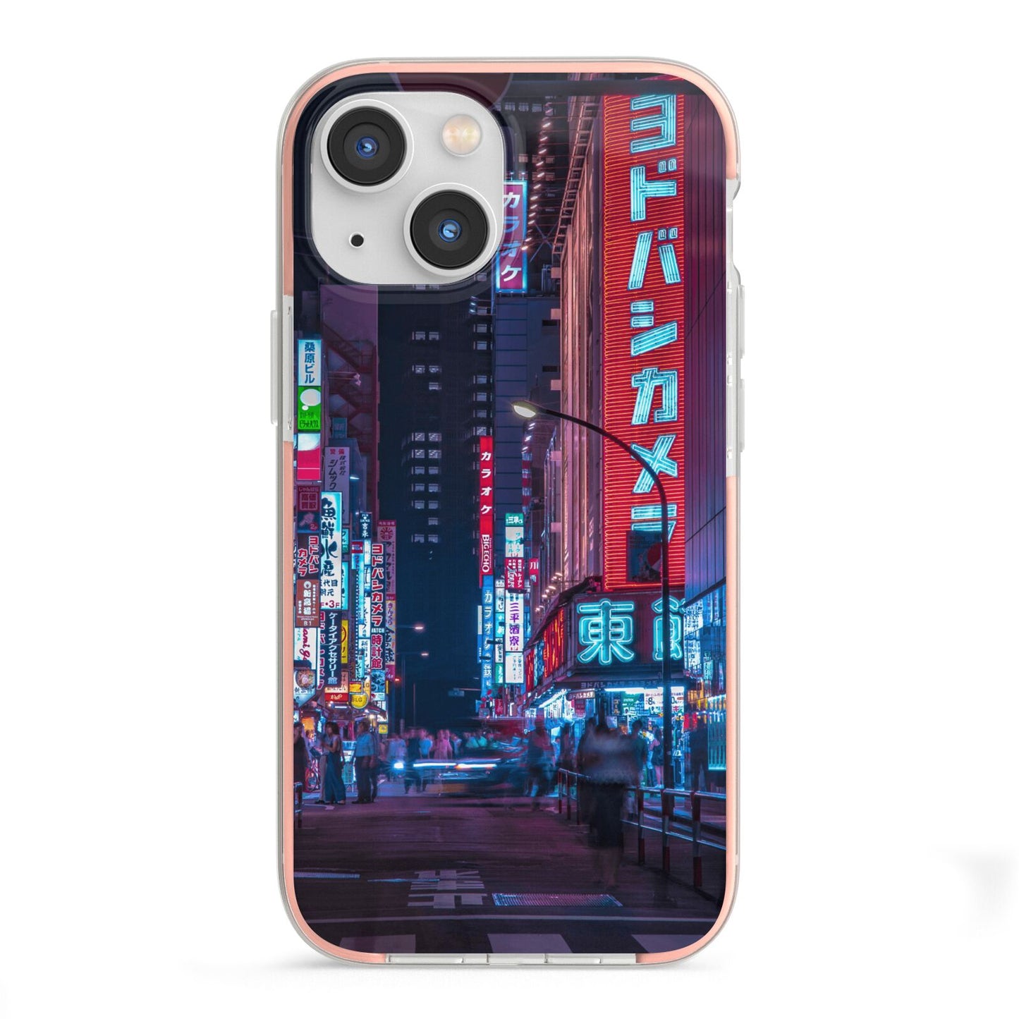 Tokyo Neon City iPhone 13 Mini TPU Impact Case with Pink Edges