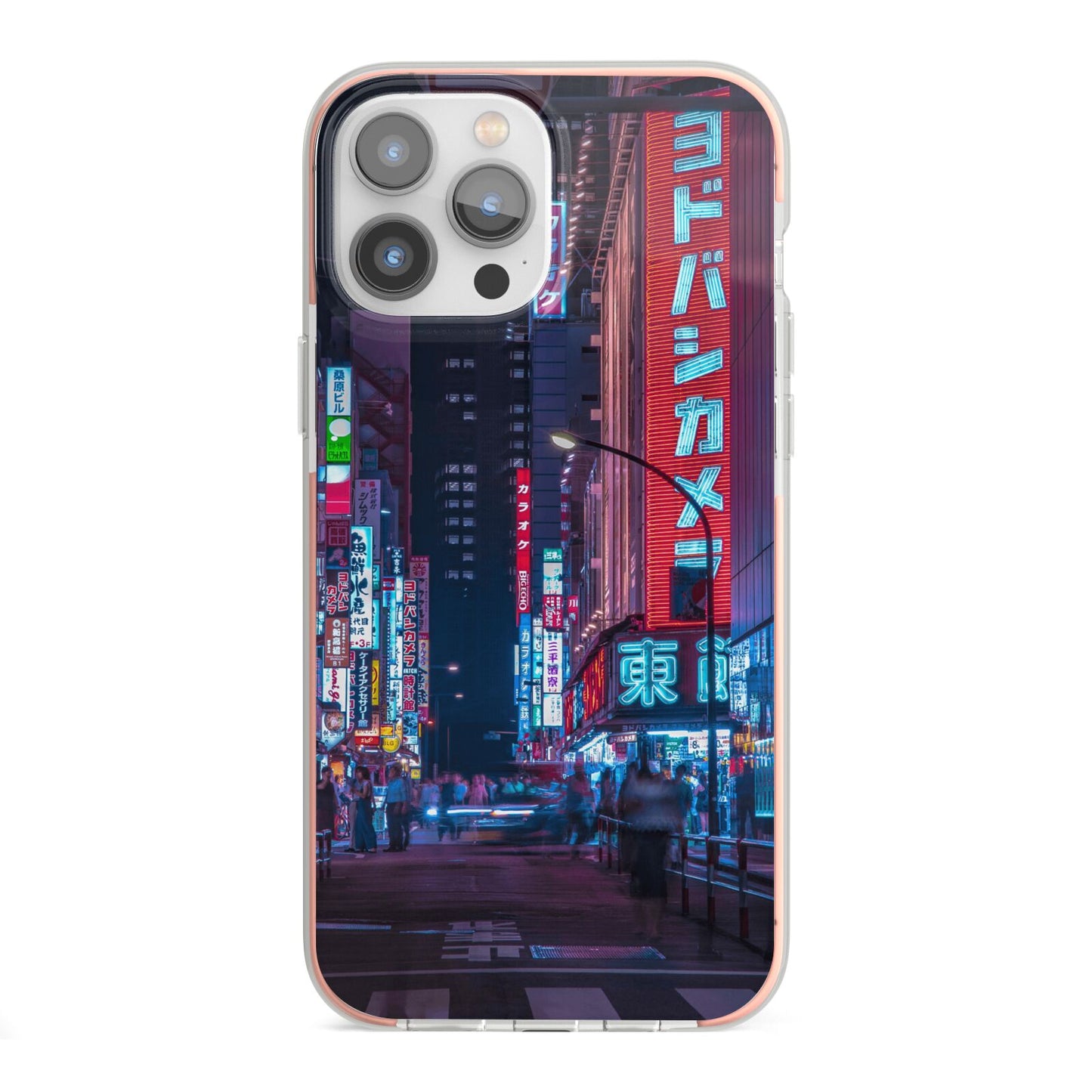 Tokyo Neon City iPhone 13 Pro Max TPU Impact Case with Pink Edges