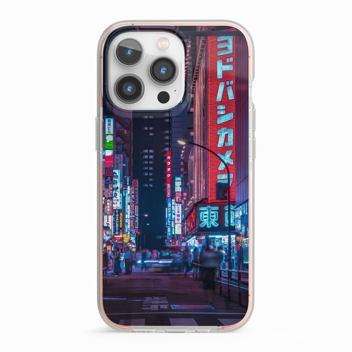 Tokyo Neon City iPhone 13 Pro TPU Impact Case with Pink Edges