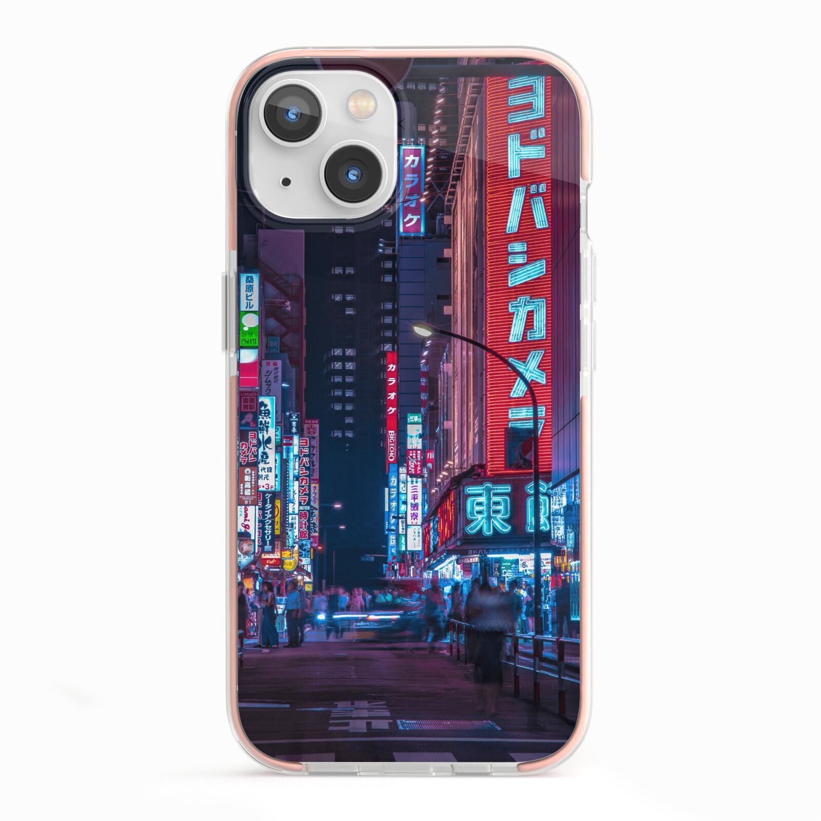 Tokyo Neon City iPhone 13 TPU Impact Case with Pink Edges