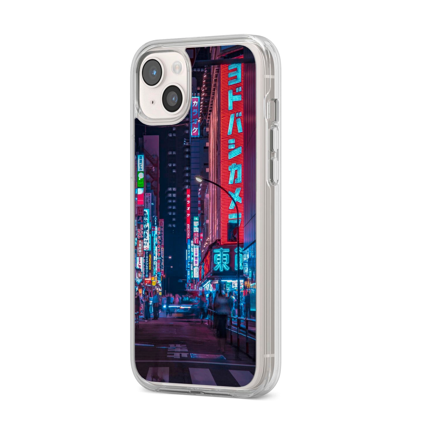 Tokyo Neon City iPhone 14 Plus Clear Tough Case Starlight Angled Image