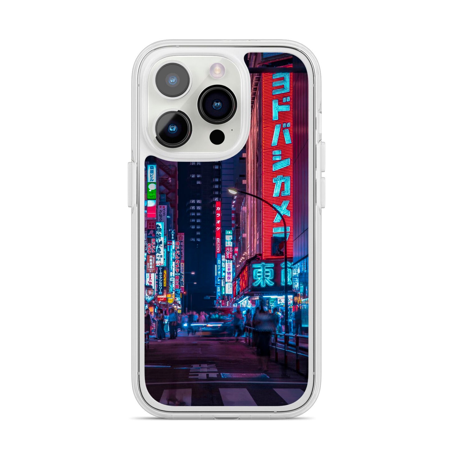 Tokyo Neon City iPhone 14 Pro Clear Tough Case Silver