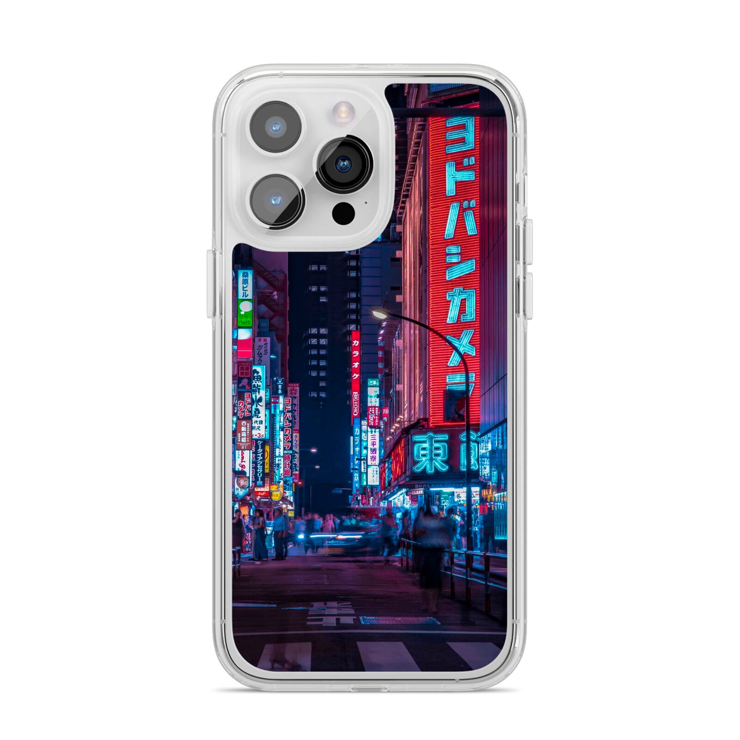 Tokyo Neon City iPhone 14 Pro Max Clear Tough Case Silver