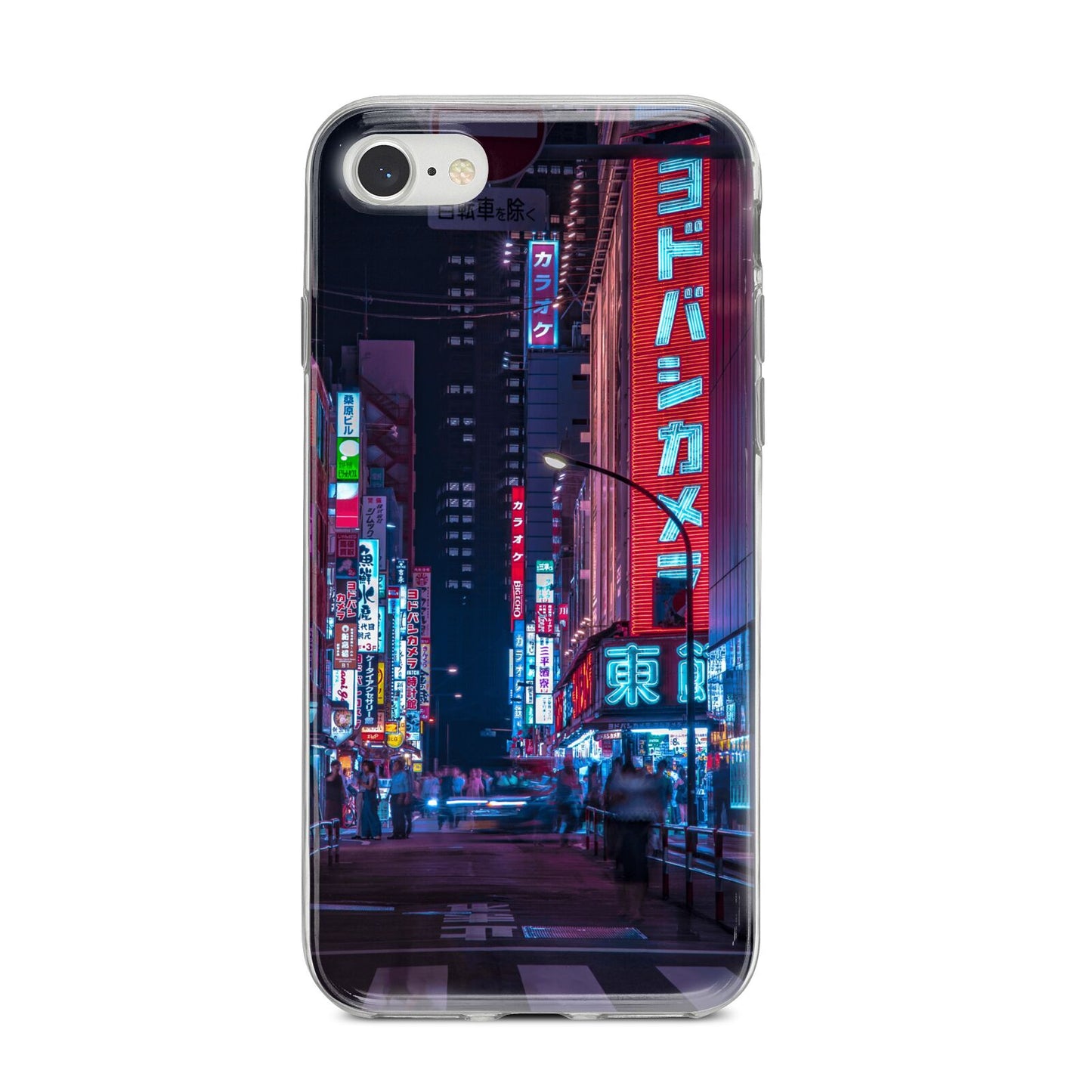 Tokyo Neon City iPhone 8 Bumper Case on Silver iPhone