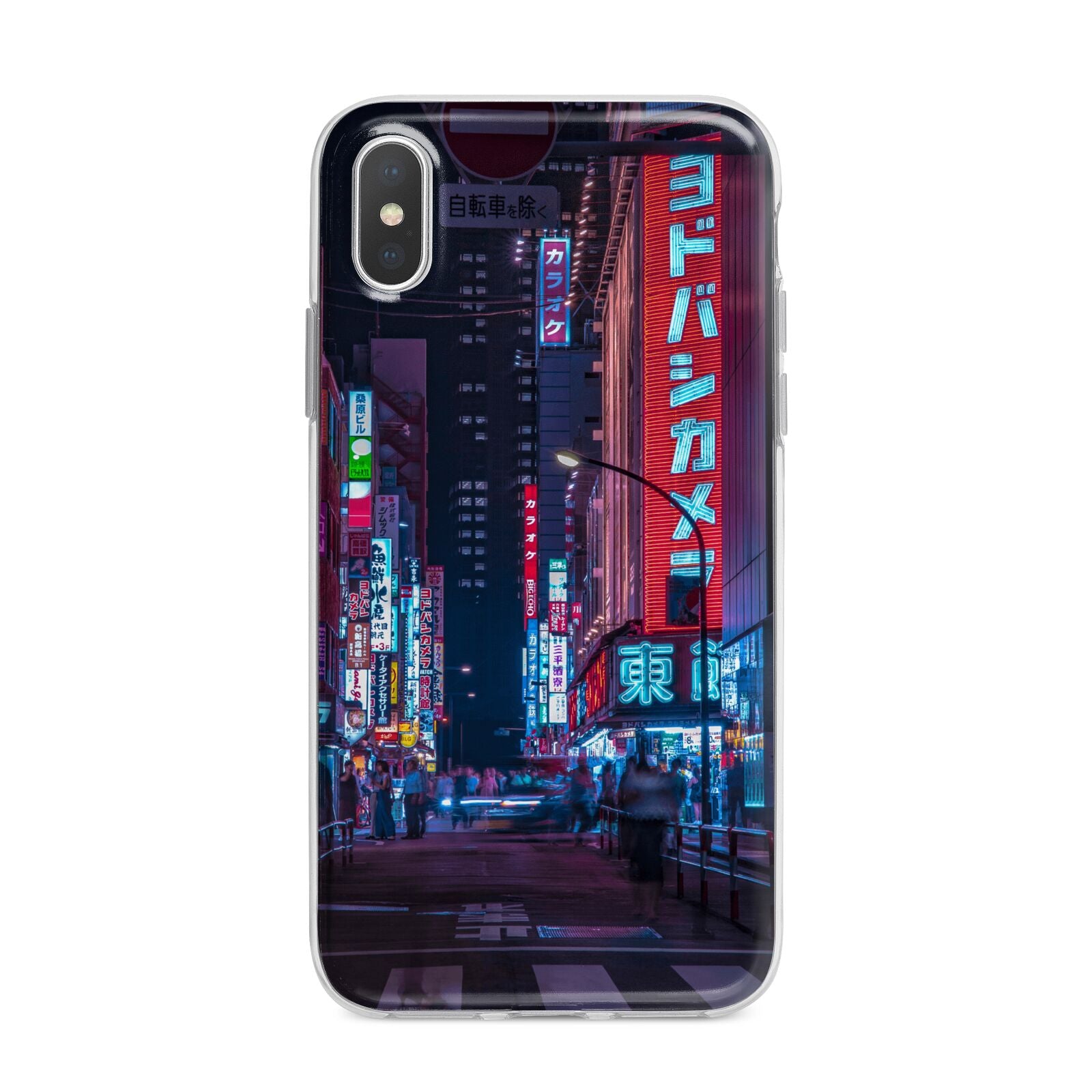 Tokyo Neon City iPhone X Bumper Case on Silver iPhone Alternative Image 1