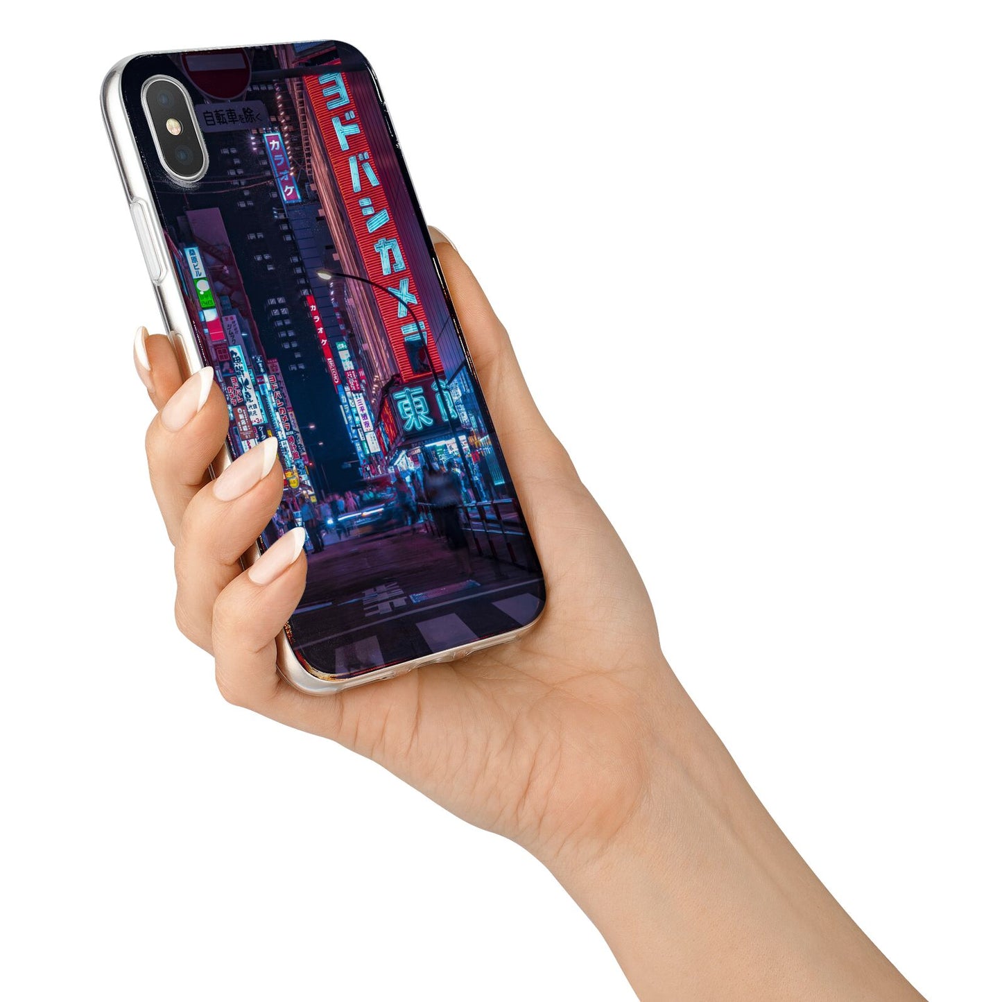 Tokyo Neon City iPhone X Bumper Case on Silver iPhone Alternative Image 2