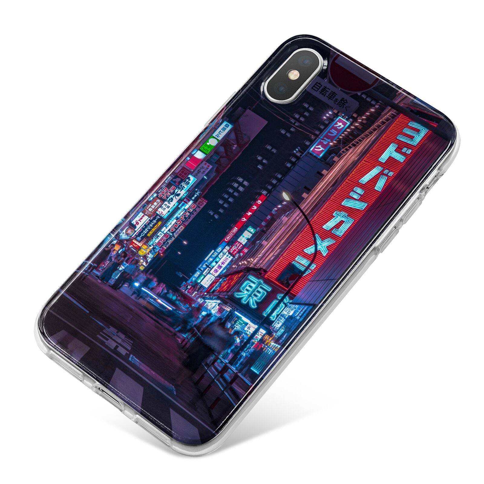 Tokyo Neon City iPhone X Bumper Case on Silver iPhone